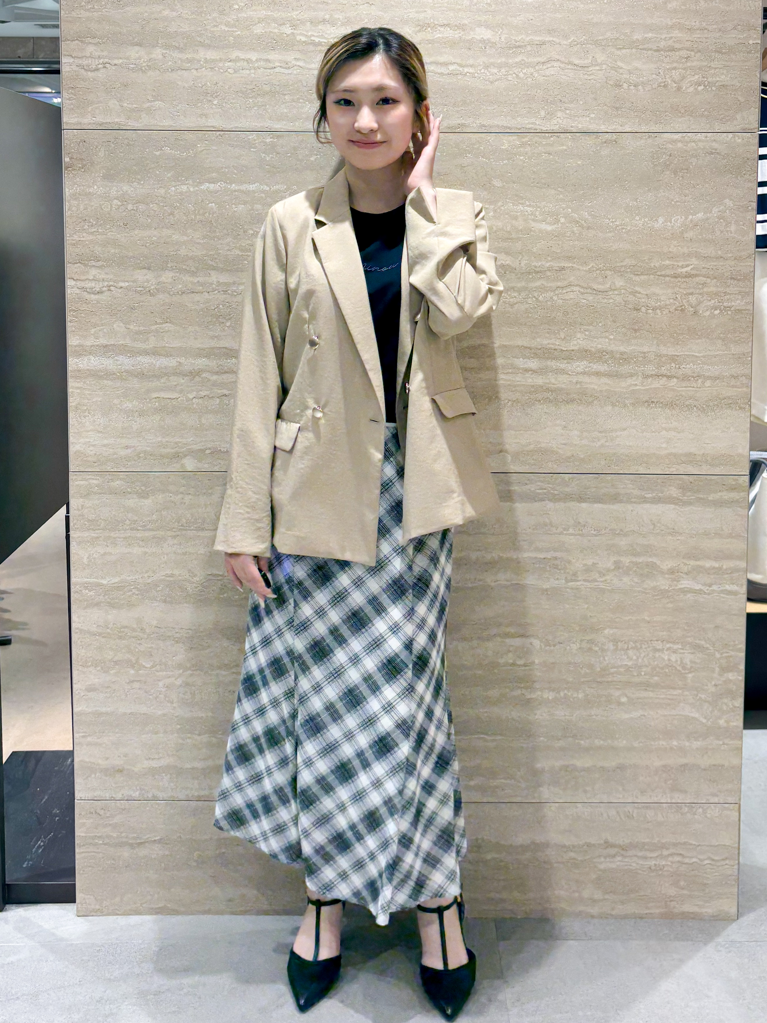 ふうかさんの「index｜《再入荷》ダブルブレストテーラードジャケット【接触冷感／吸水速乾／イージーアイロン／防シワ／洗濯機O」を使ったコーディネート