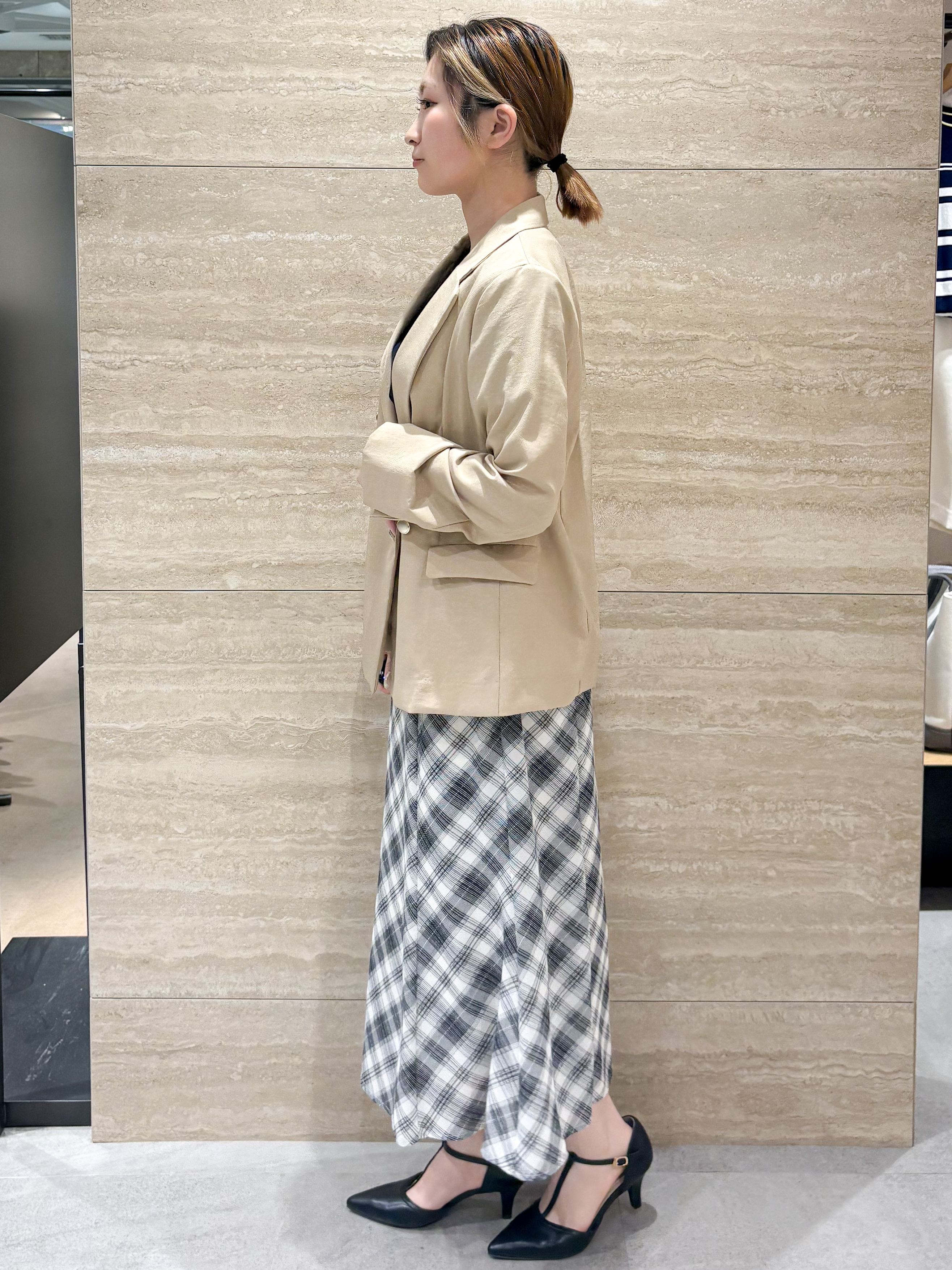 ふうかさんの「index｜《再入荷》ダブルブレストテーラードジャケット【接触冷感／吸水速乾／イージーアイロン／防シワ／洗濯機O」を使ったコーディネート