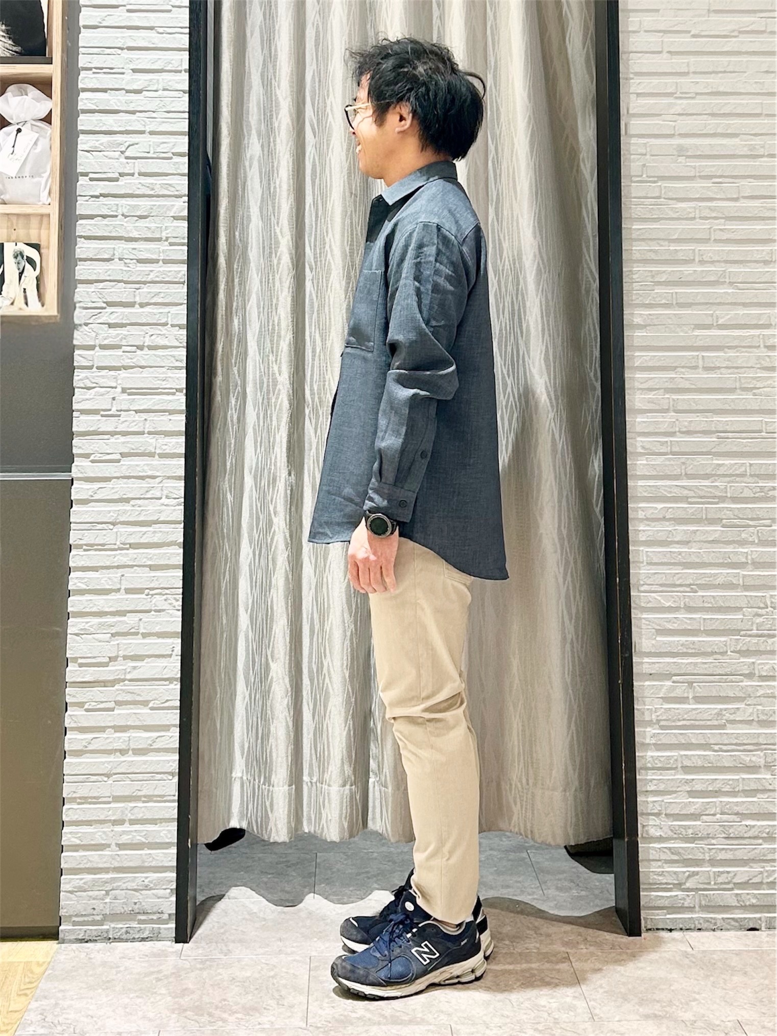 KENJI Iさんの「THE SHOP TK｜【LINO FINE】リネンライク 長袖シャツ UVカット/イージーケア/吸水速乾/洗濯機OK」を使ったコーディネート