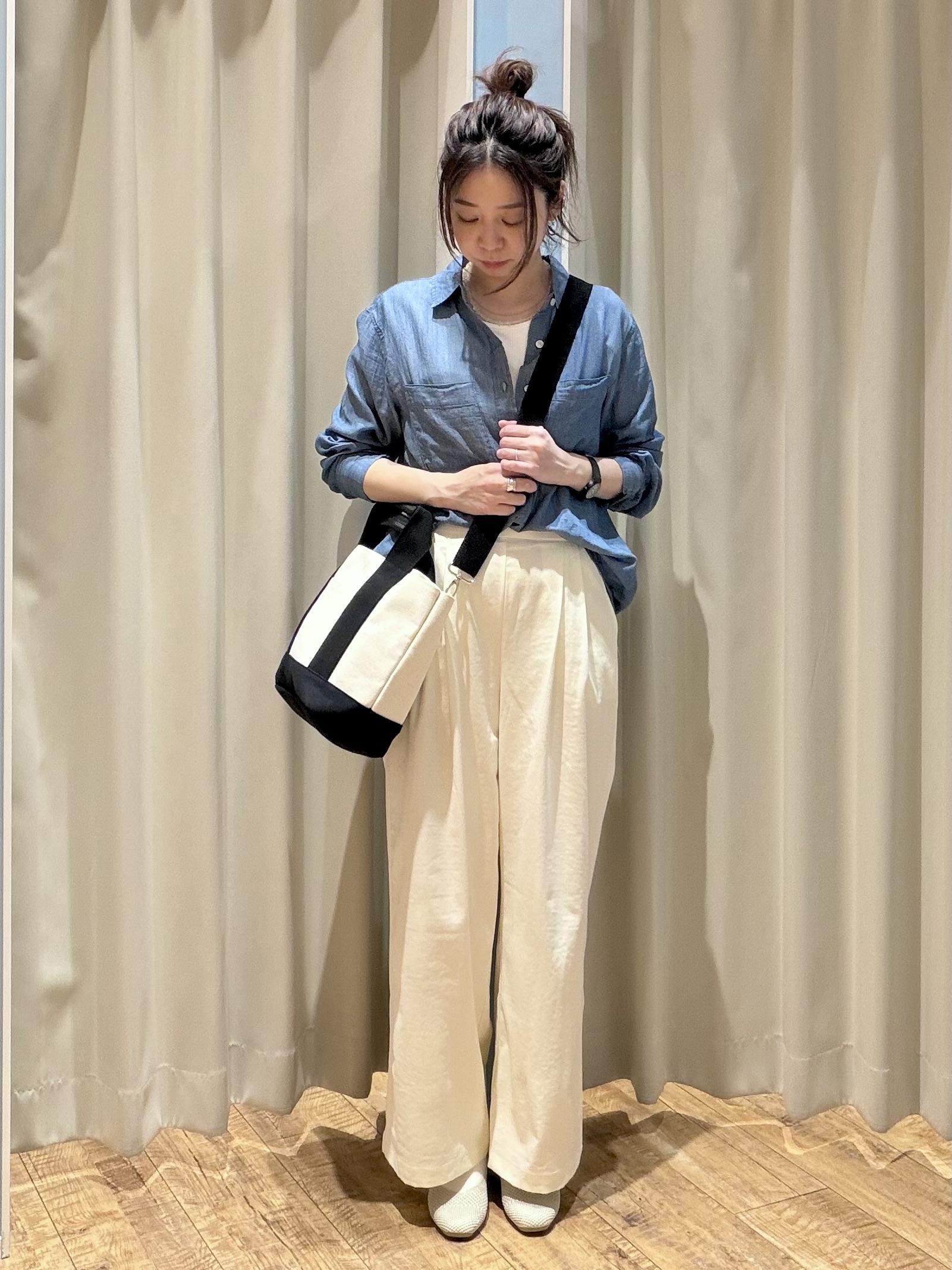 ｔｅｎｃｈｏさんの「SHOO･LA･RUE｜【ネックアソート】裏ひんやりテレコ5分袖トップス」を使ったコーディネート