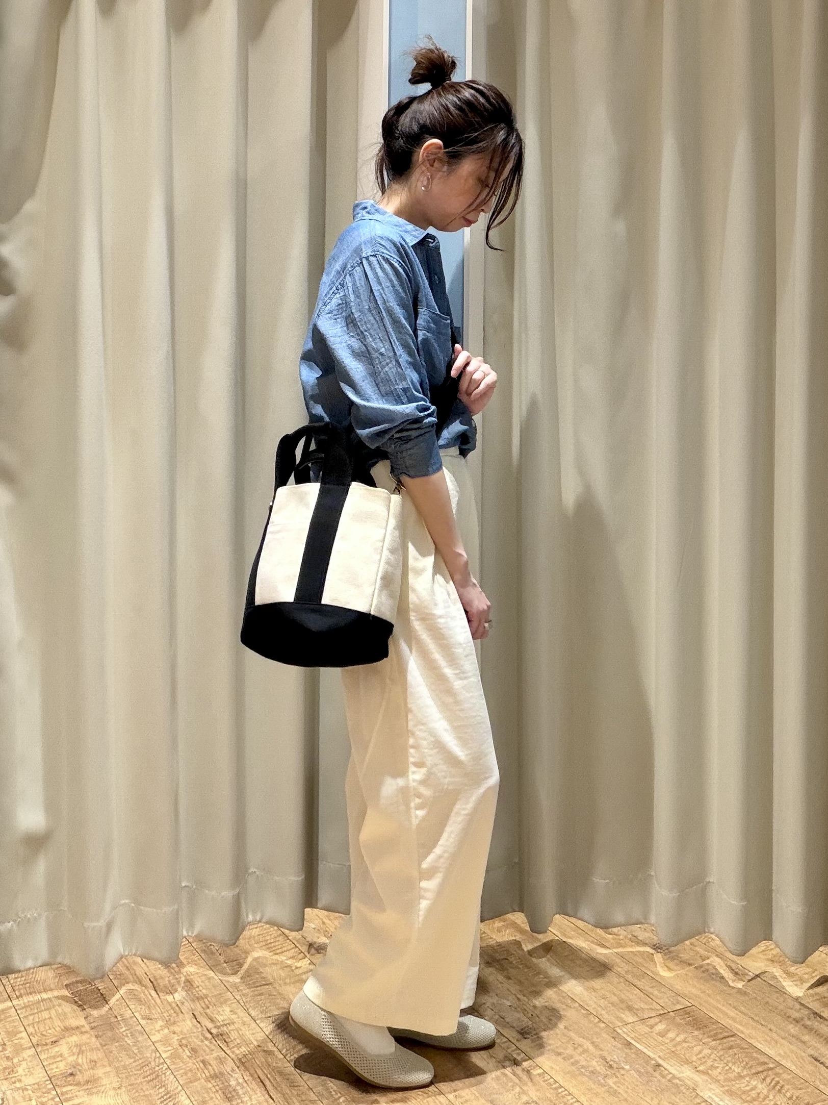 ｔｅｎｃｈｏさんの「SHOO･LA･RUE｜【ネックアソート】裏ひんやりテレコ5分袖トップス」を使ったコーディネート