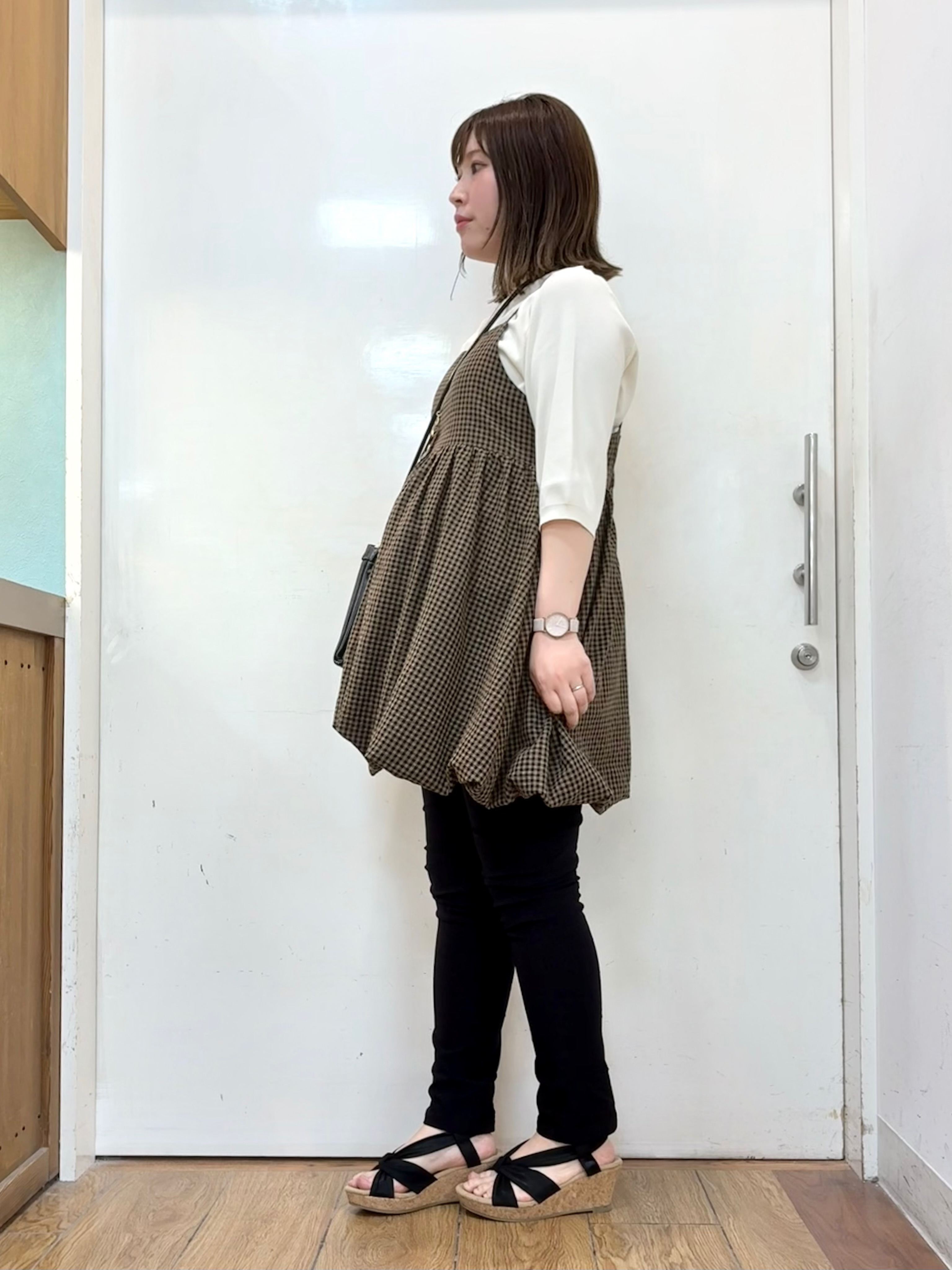 だいわさんの「SHOO･LA･RUE｜【毎日洗える/S-LL/ひんやり/UV】上半身すっきり 二の腕見せない5分袖ニット」を使ったコーディネート