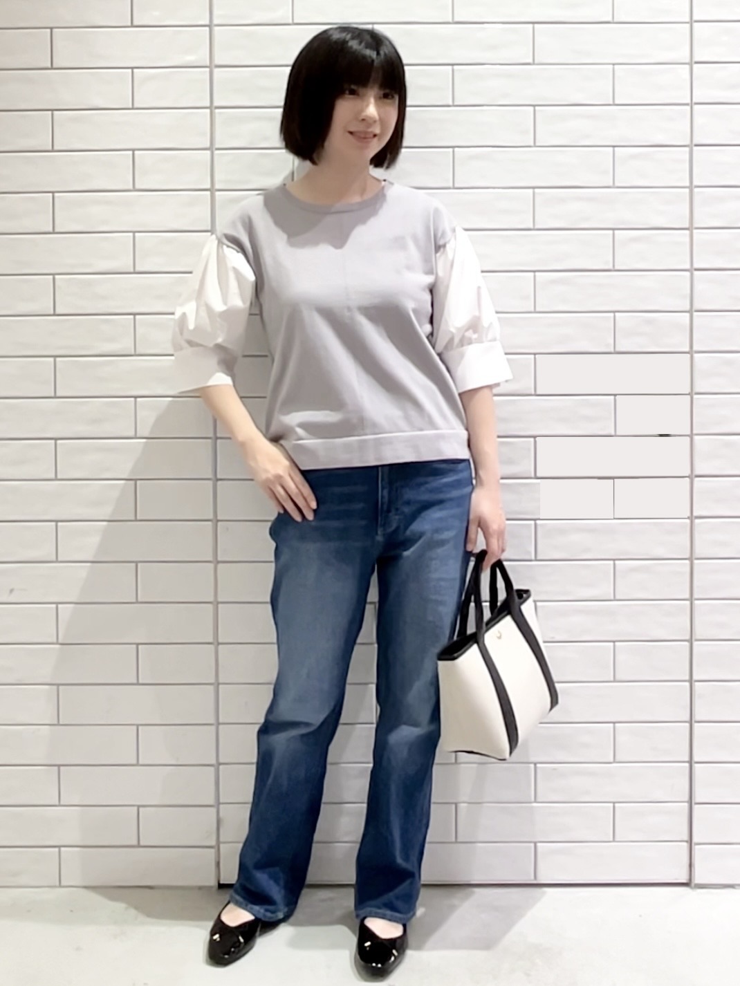 しおりさんの「OPAQUE.CLIP｜【UV／接触冷感】ダブルブレストジャケット《防シワ加工／洗える》」を使ったコーディネート