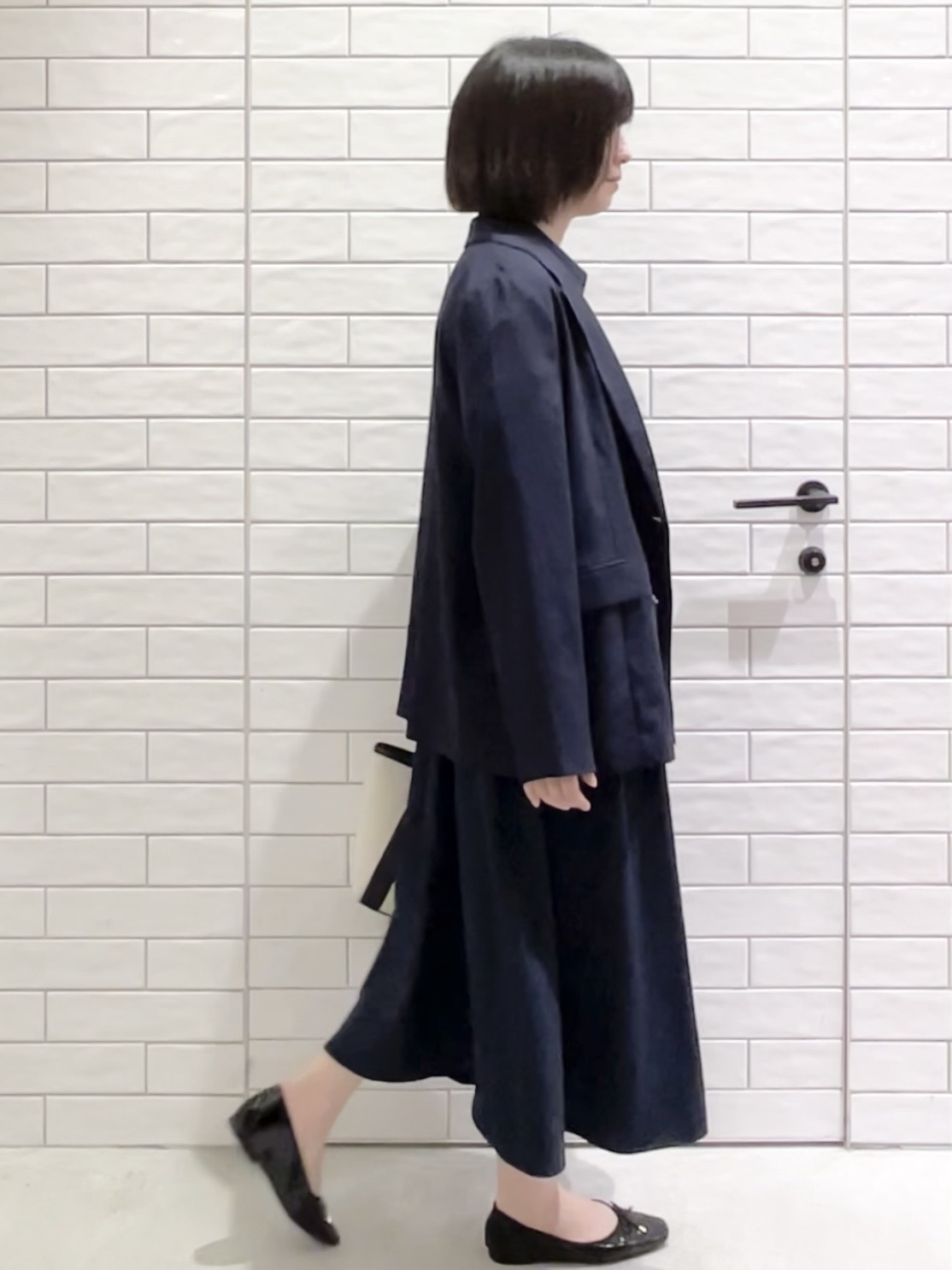 しおりさんの「OPAQUE.CLIP｜【UV／接触冷感】ダブルブレストジャケット《防シワ加工／洗える》」を使ったコーディネート