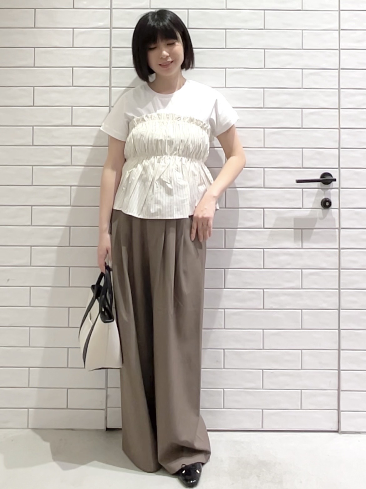 しおりさんの「OPAQUE.CLIP｜ビスチェドッキングTシャツ【洗濯機OK】」を使ったコーディネート