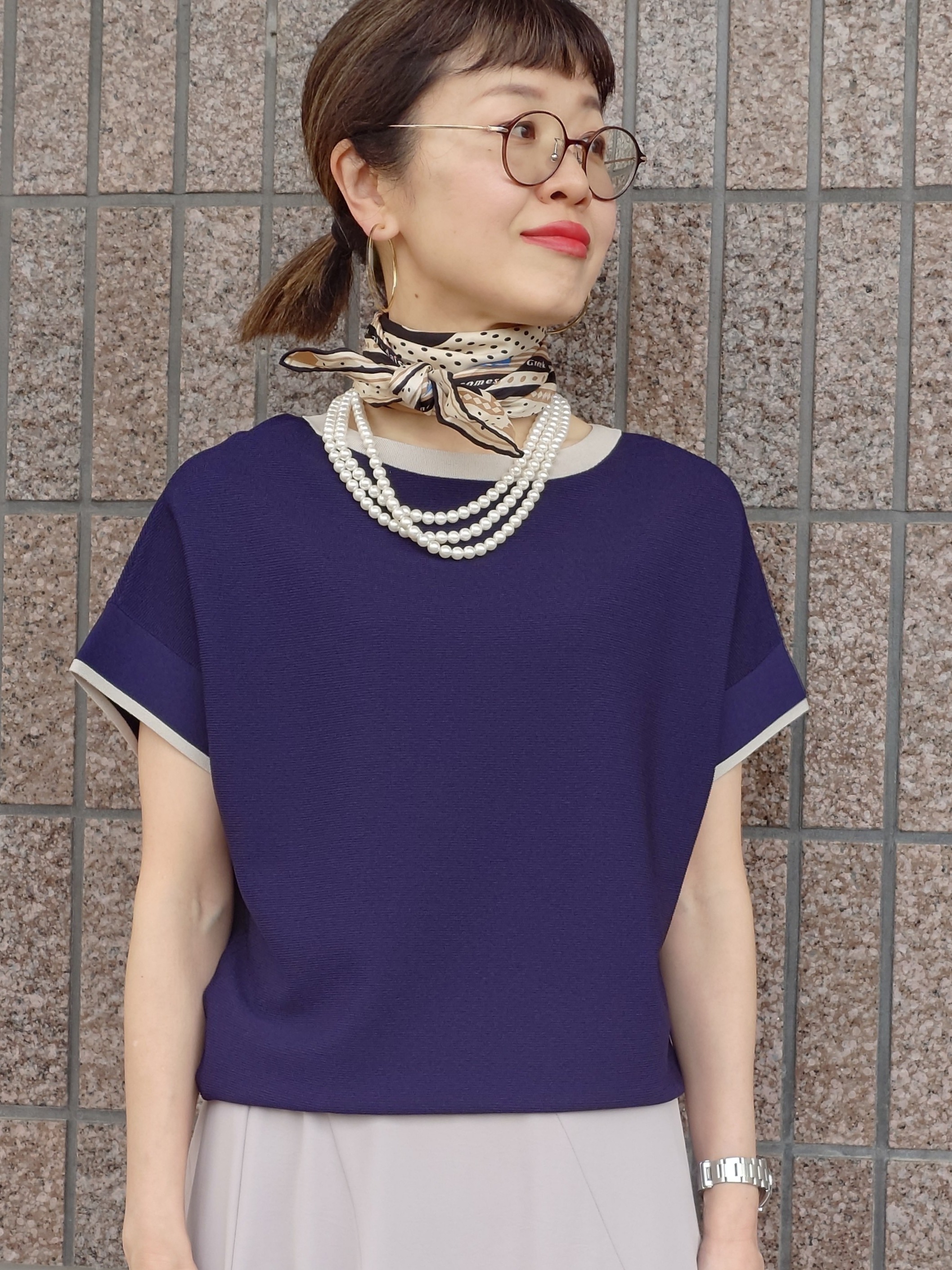 MUTSUKOさんの「UNTITLED｜【11色展開/体型カバー】前後2WAYフレンチスリーブニット」を使ったコーディネート