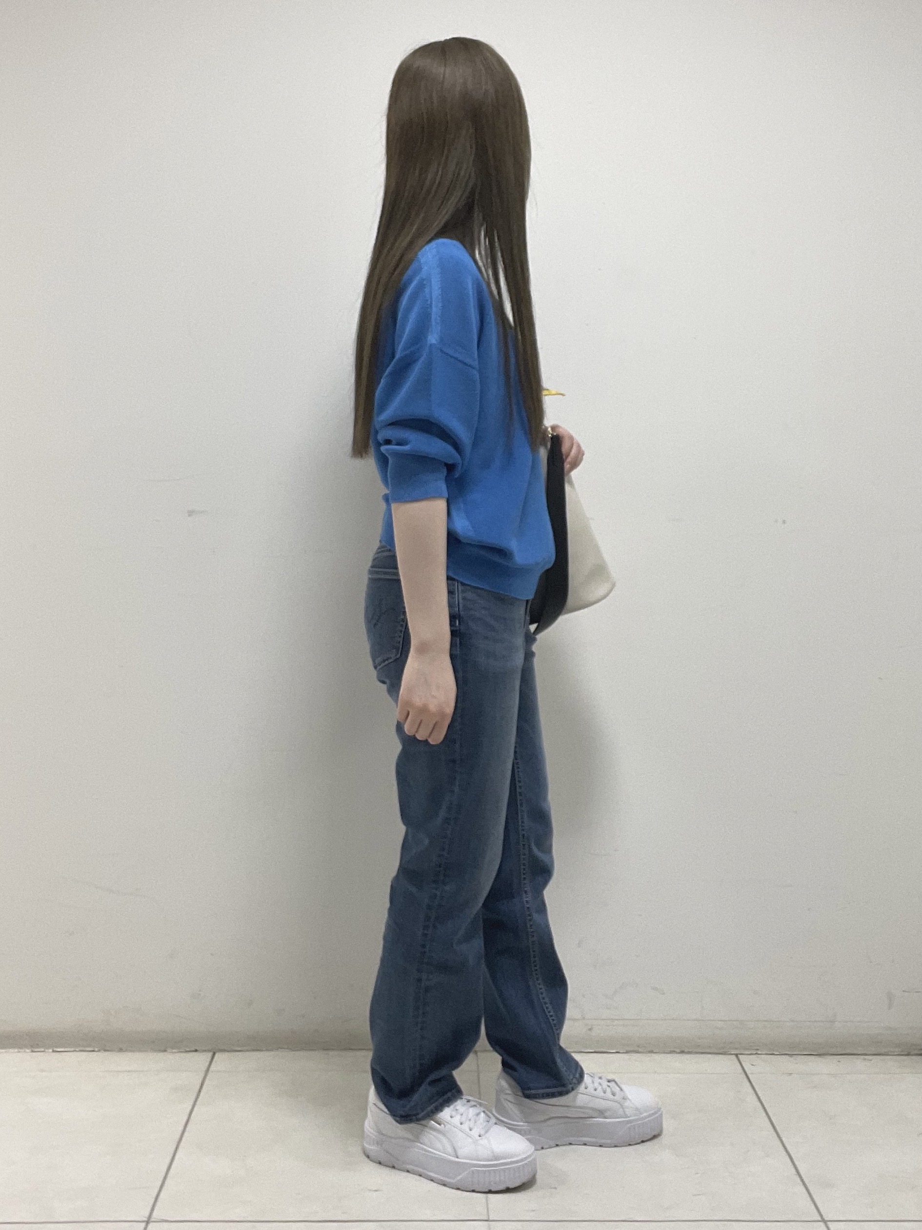 mさんの「INDIVI｜【洗える／ドライタッチ／和紙混】ガーター編みニット」を使ったコーディネート