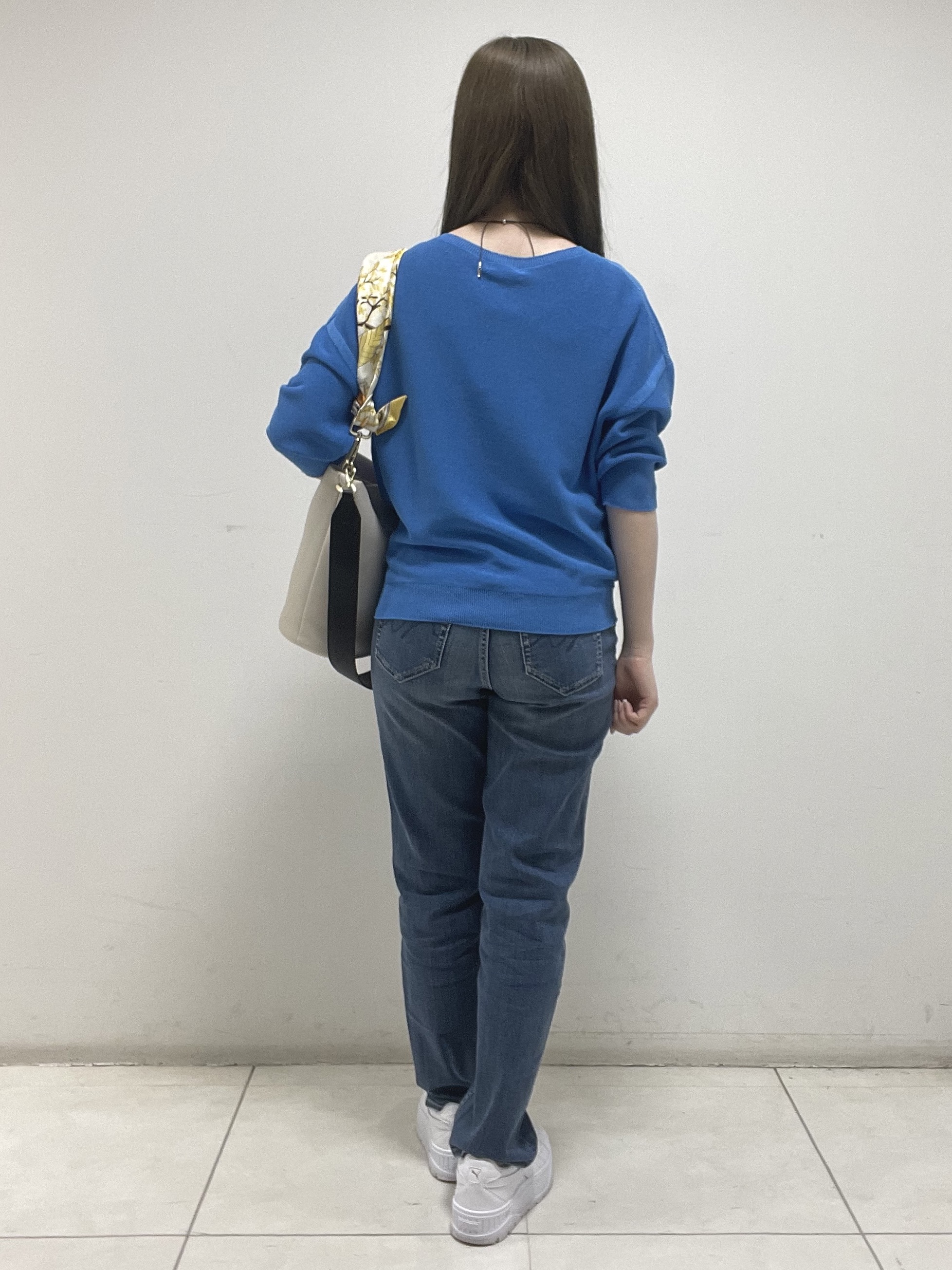 mさんの「INDIVI｜【洗える／ドライタッチ／和紙混】ガーター編みニット」を使ったコーディネート