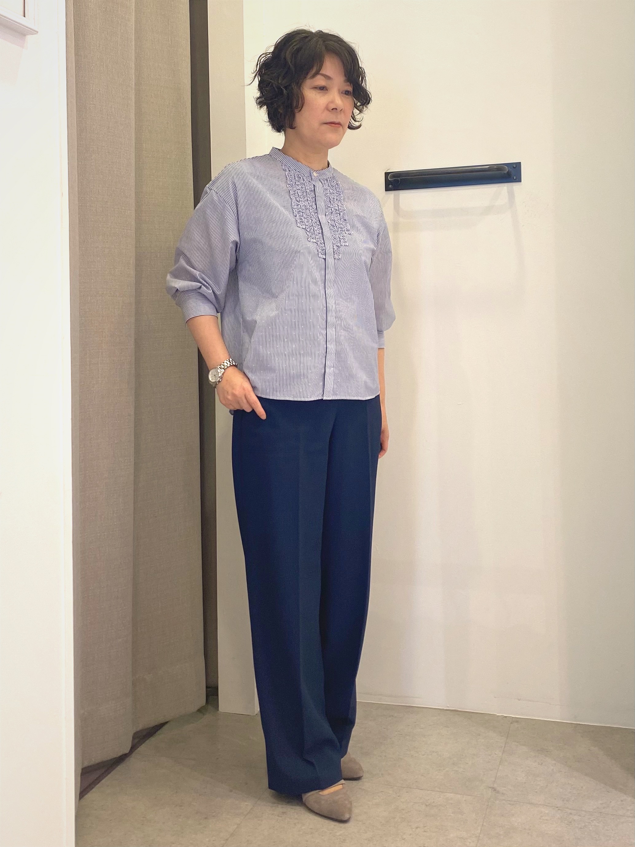 oharaさんの「Reflect｜【接触冷感】八分袖フロントフリルブラウス」を使ったコーディネート