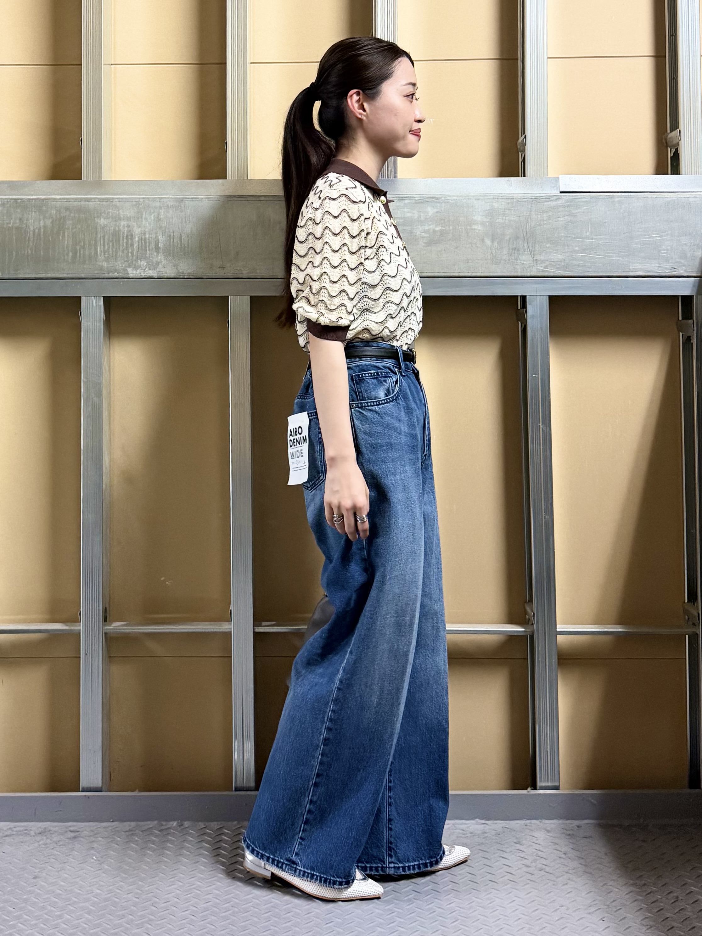 sahoさんの「THE SHOP TK｜【さらさらタッチ】ジャカードポロニット」を使ったコーディネート