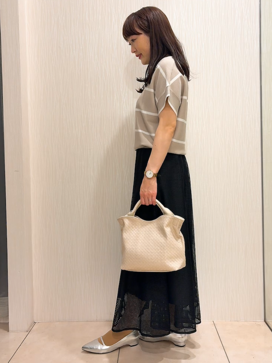 SAHOさんの「UNTITLED｜【11色展開/体型カバー】前後2WAYフレンチスリーブニット」を使ったコーディネート
