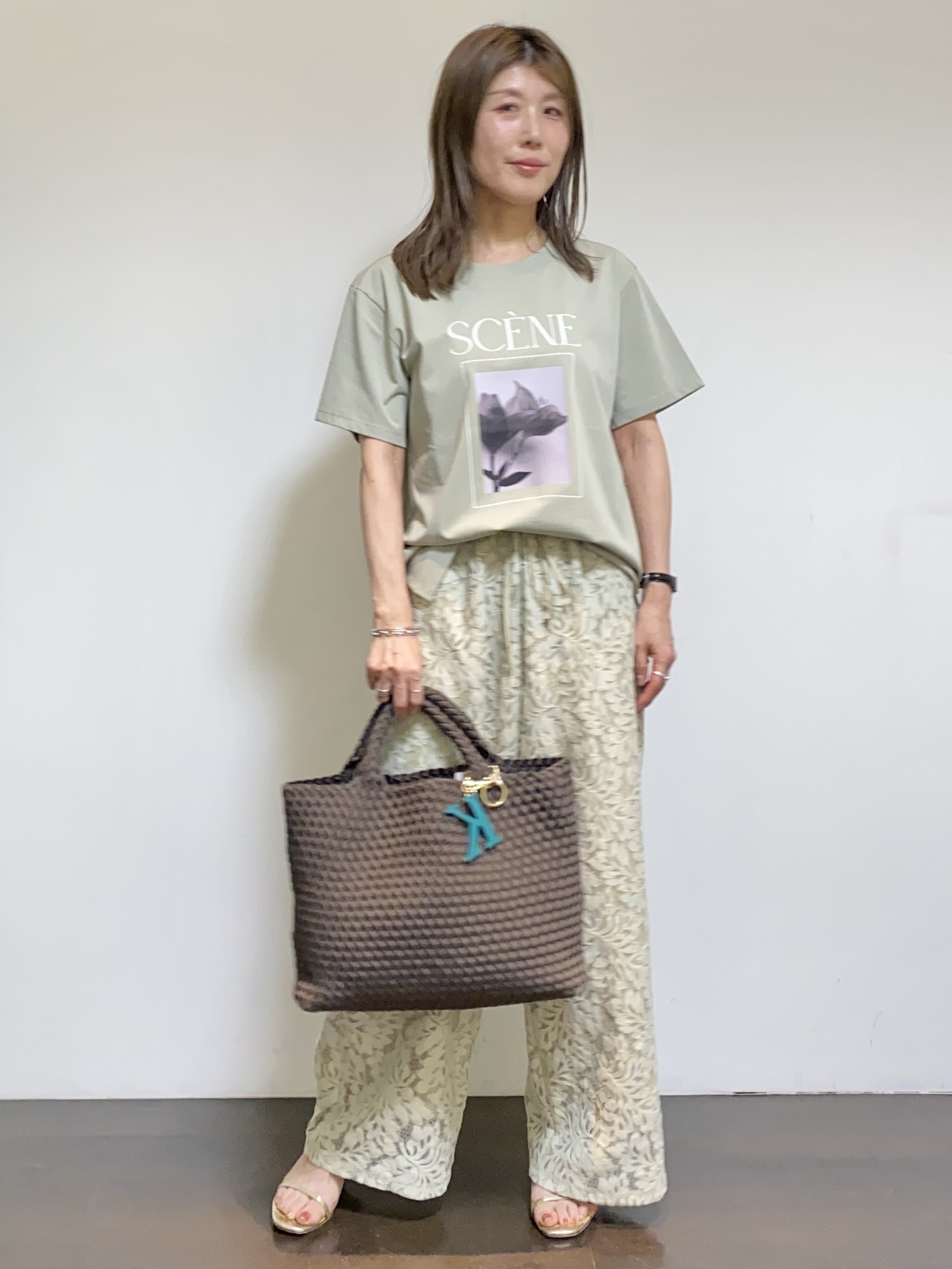 tomoさんの「UNTITLED｜【さらりと快適/セットアップ可/UV/接触冷感】スラブカラーレスジャケット」を使ったコーディネート