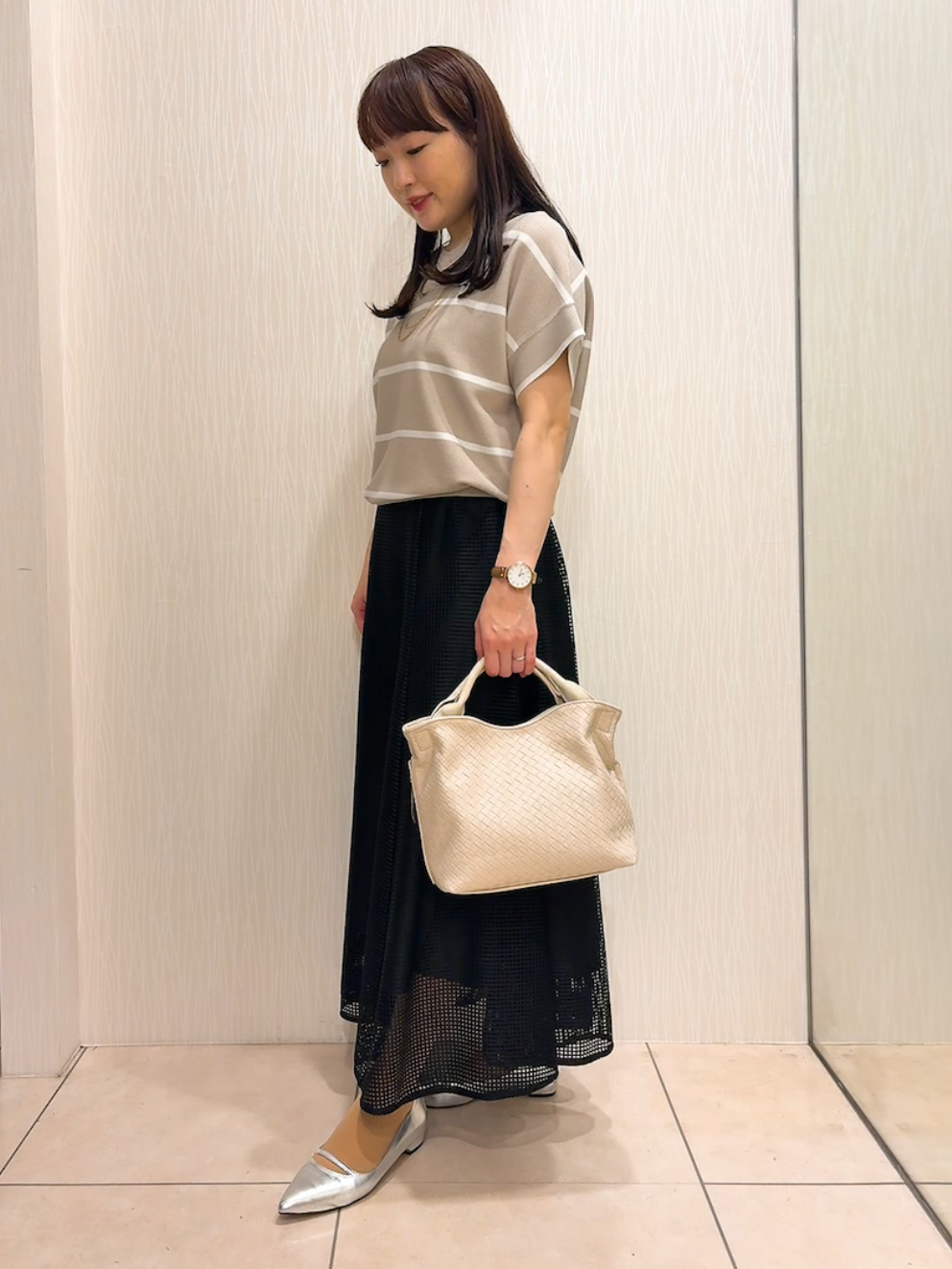 SAHOさんの「UNTITLED｜【11色展開/体型カバー】前後2WAYフレンチスリーブニット」を使ったコーディネート