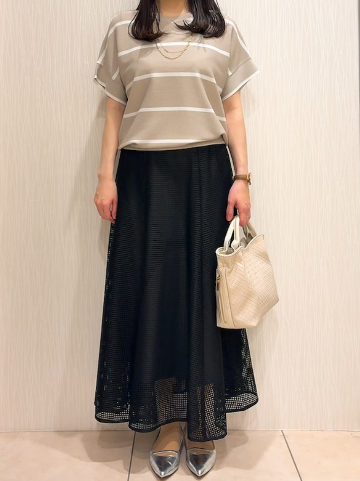 SAHOさんの「UNTITLED｜【11色展開/体型カバー】前後2WAYフレンチスリーブニット」を使ったコーディネート