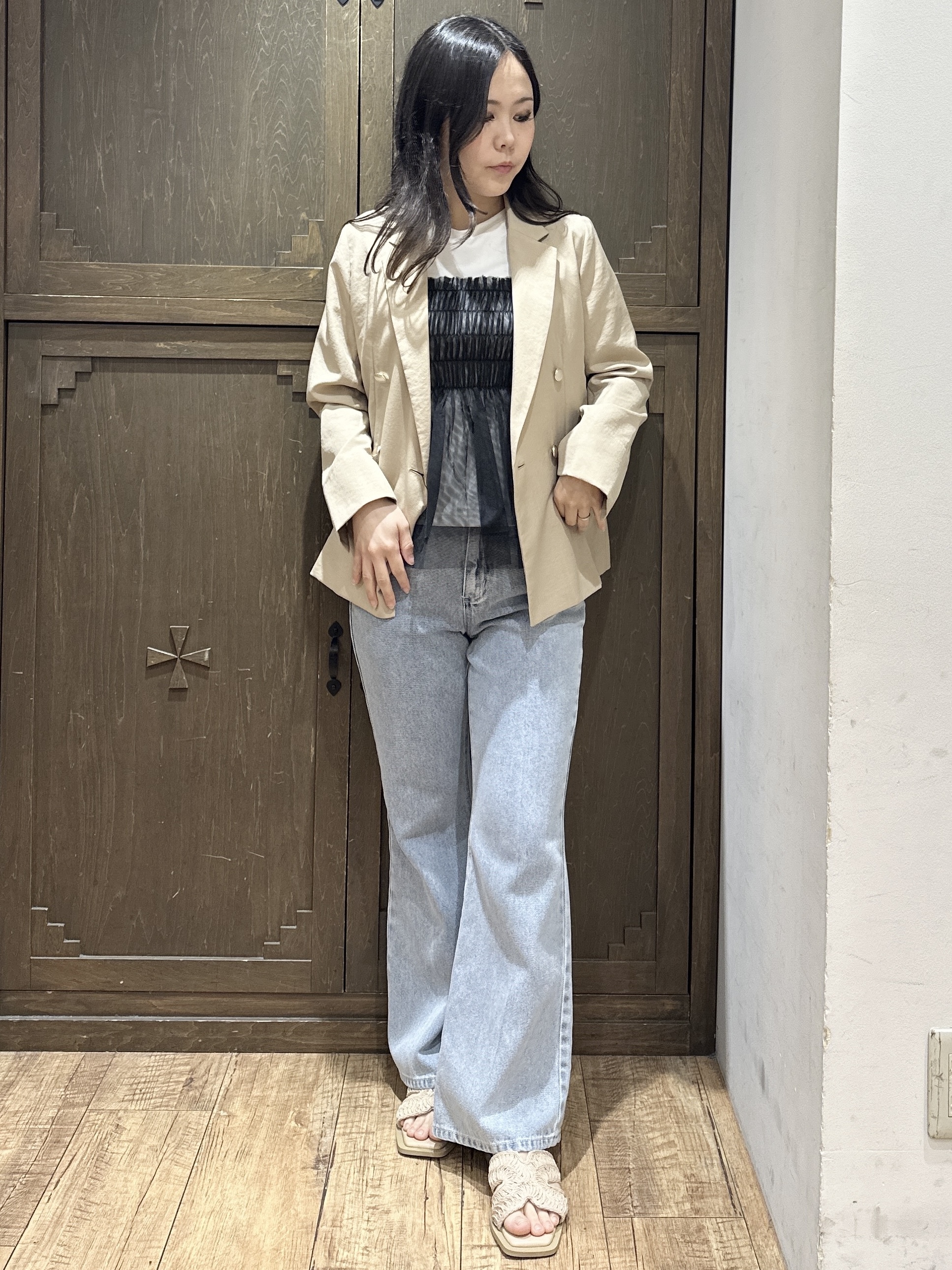 kanaさんの「index｜《再入荷》ダブルブレストテーラードジャケット【接触冷感／吸水速乾／イージーアイロン／防シワ／洗濯機O」を使ったコーディネート