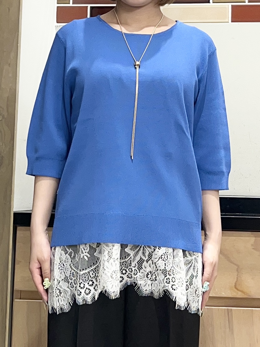かのさんの「THE SHOP TK｜【S-XL/ひんやりタッチ】美しさ際立つ 6分袖ニット 洗濯機OK/UVケア/毛玉になりにくい」を使ったコーディネート