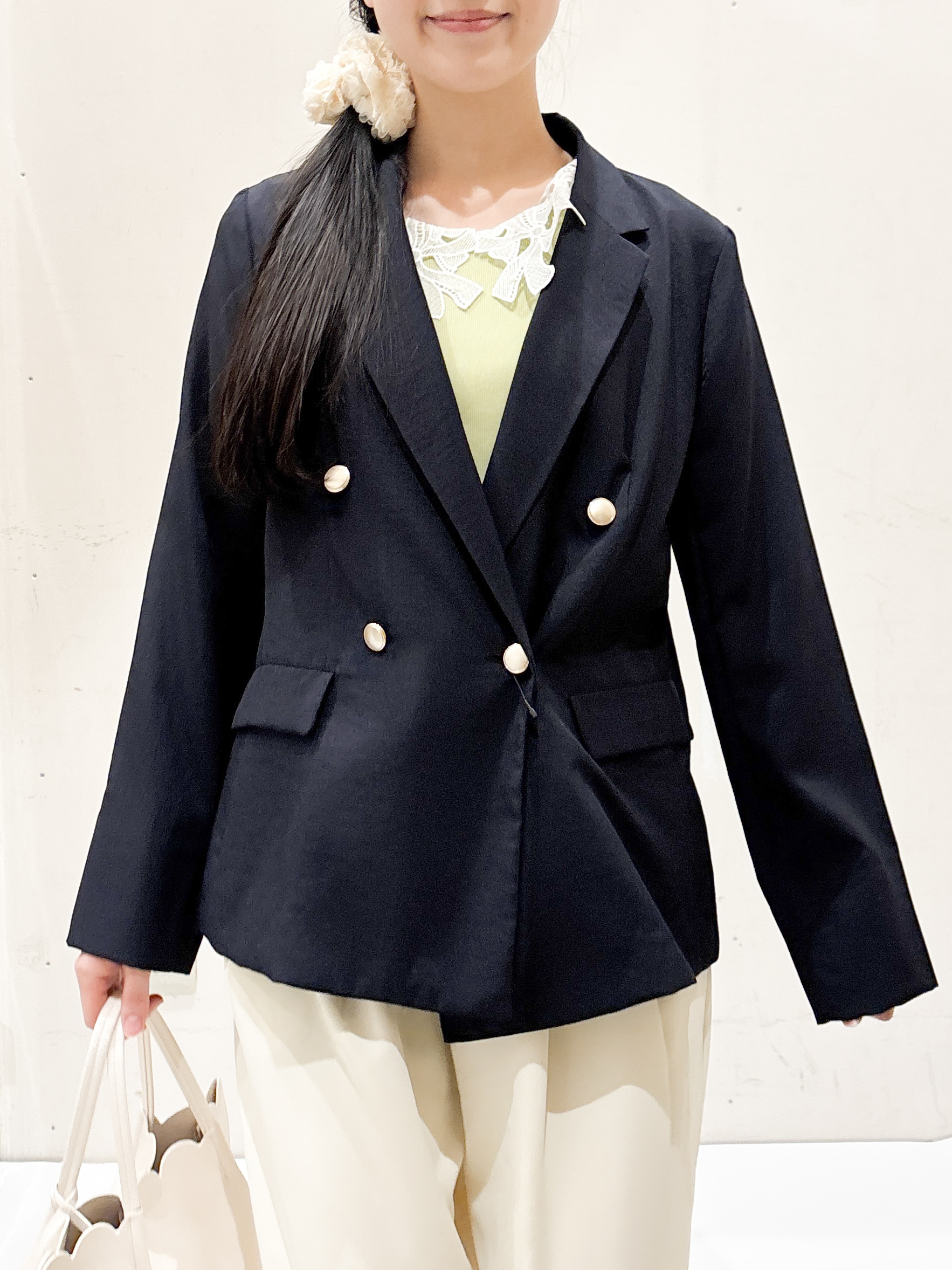 Hinaさんの「OPAQUE.CLIP｜《再入荷》ダブルブレストテーラードジャケット【接触冷感／吸水速乾／イージーアイロン／防シワ／洗濯機O」を使ったコーディネート