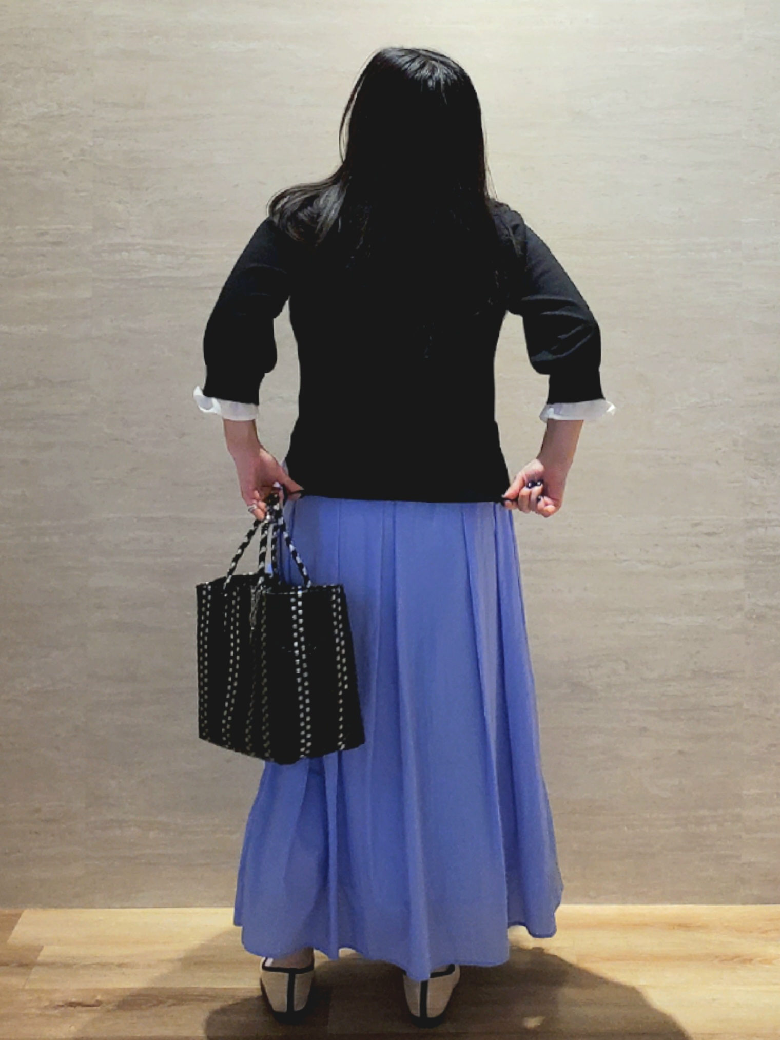ちぃさんの「OPAQUE.CLIP｜シャツレイヤード風ポロニット【洗濯機OK】」を使ったコーディネート