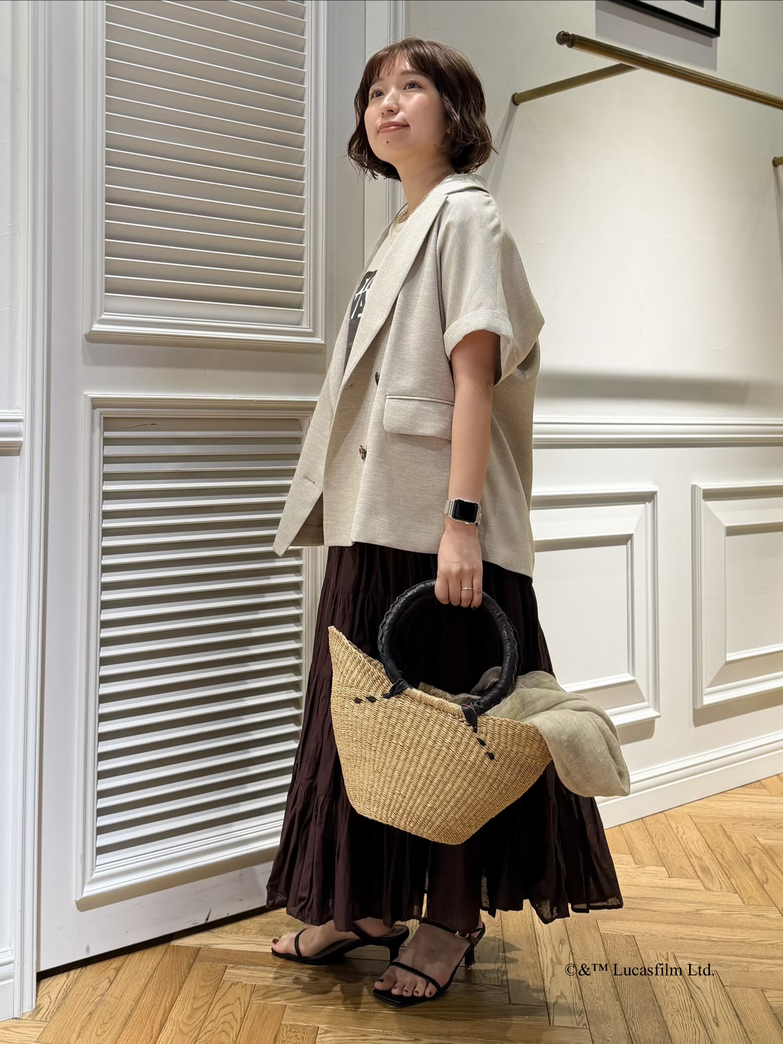 つじ まこさんの「DRESSTERIOR｜【セットアップ可/UVカット/接触冷感/吸水速乾】ウォッシャブル リネンライクドルマンジャケット」を使ったコーディネート