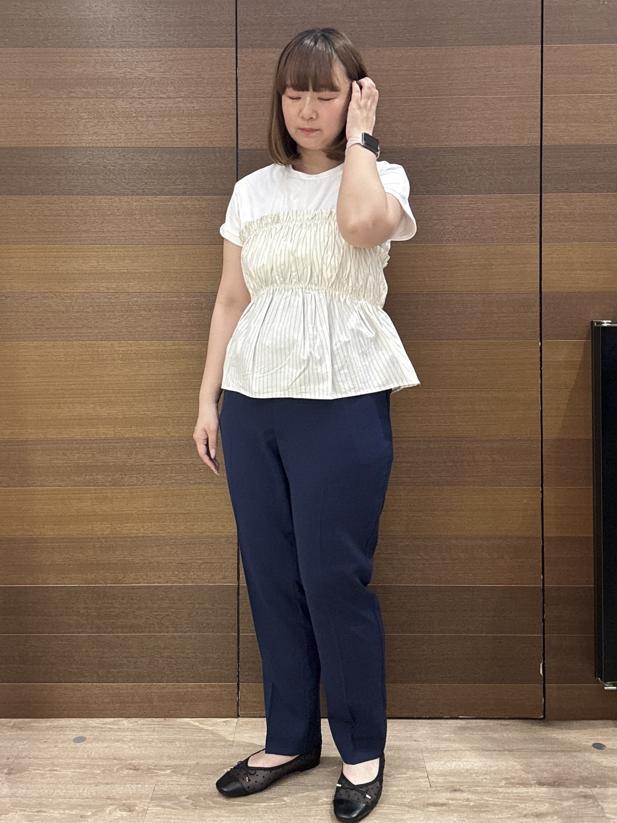 yumeさんの「OPAQUE.CLIP｜ビスチェドッキングTシャツ【洗濯機OK】」を使ったコーディネート