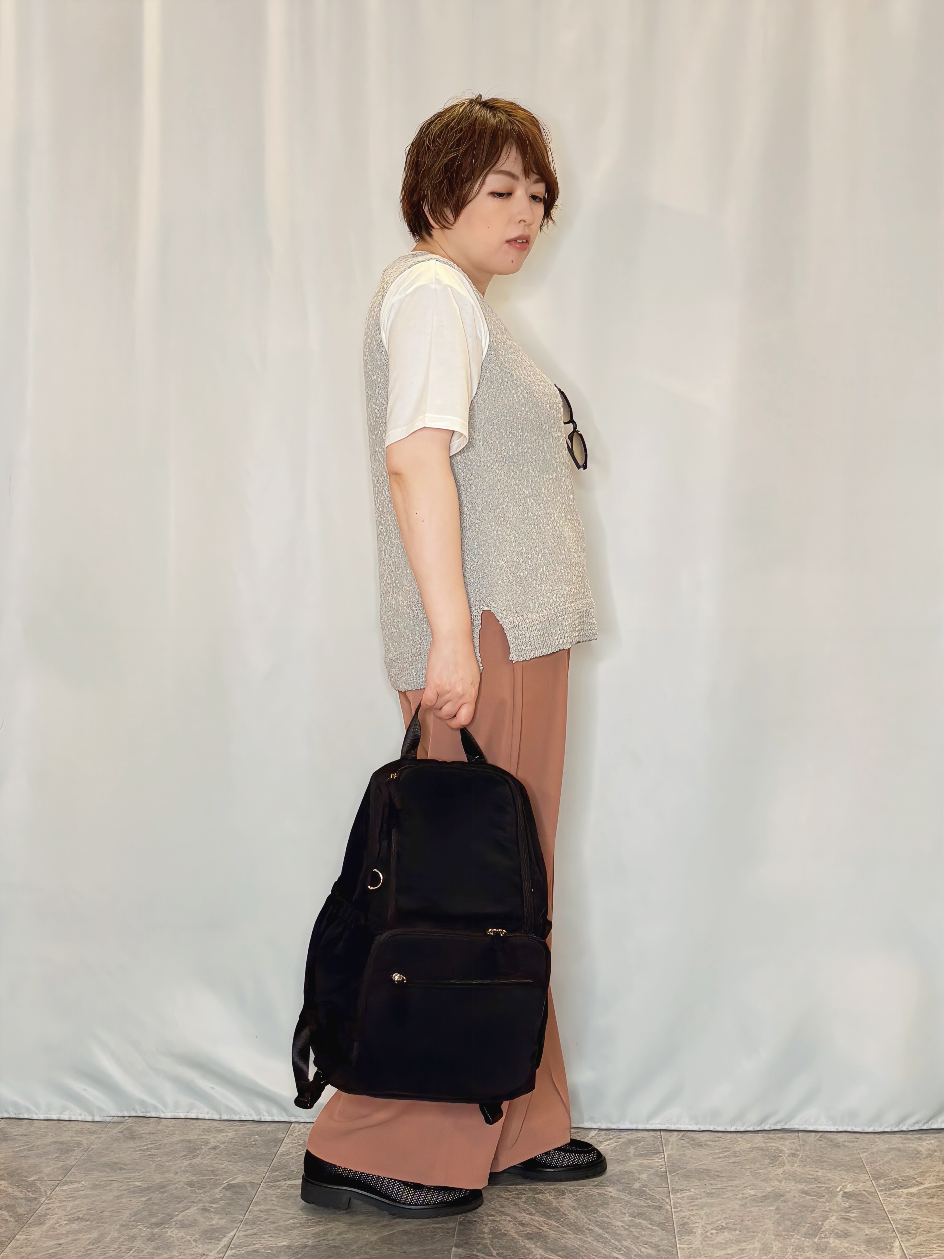 たみさんの「SHOO･LA･RUE｜【2点セット/S-LL】ニットベスト＆ロゴTシャツSET」を使ったコーディネート