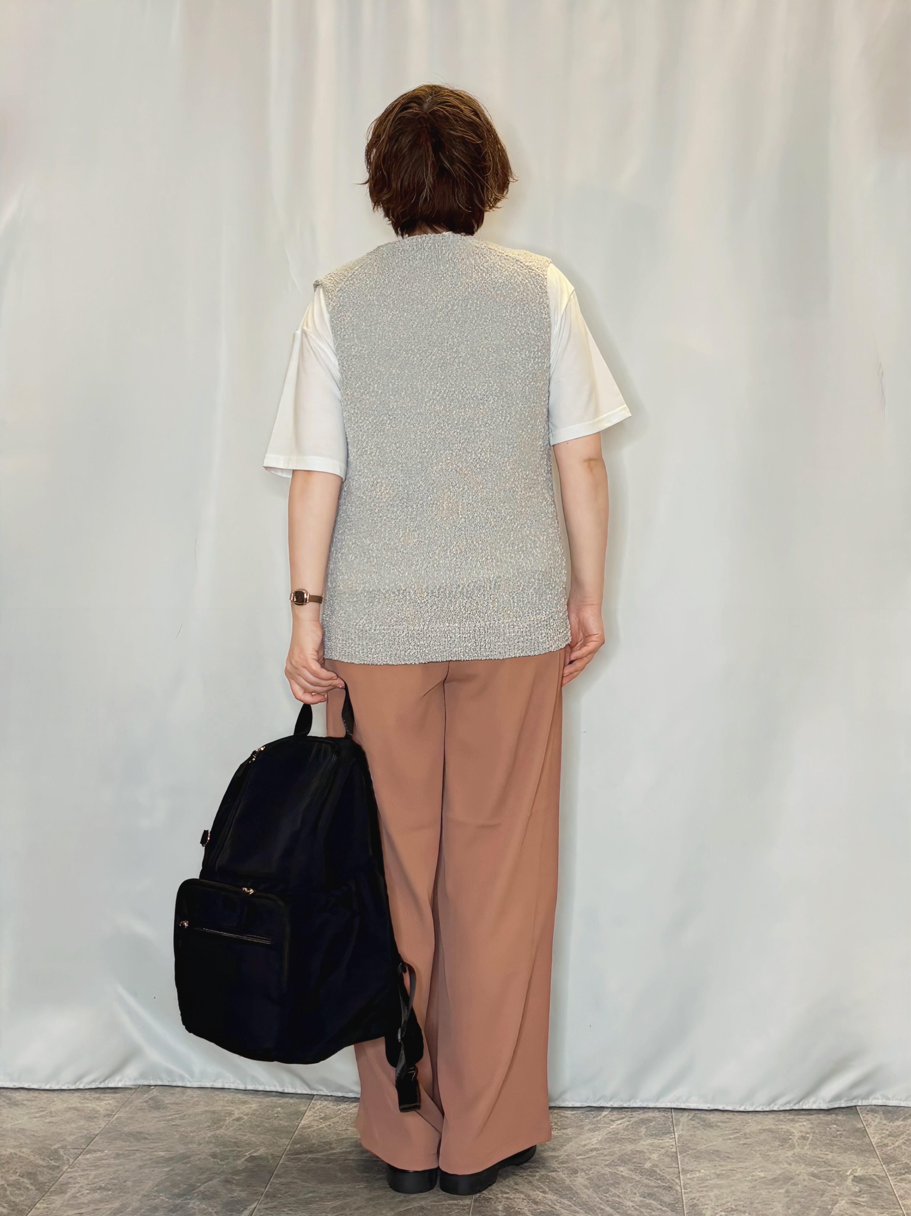 たみさんの「SHOO･LA･RUE｜【2点セット/S-LL】ニットベスト＆ロゴTシャツSET」を使ったコーディネート