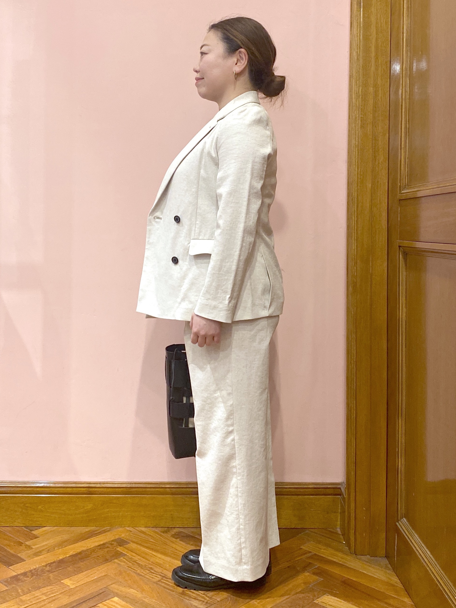 Ayano.Kさんの「DRESSTERIOR｜【セットアップ可/吸水速乾/ウォッシャブル】リネンブレンドオックスダブルジャケット」を使ったコーディネート