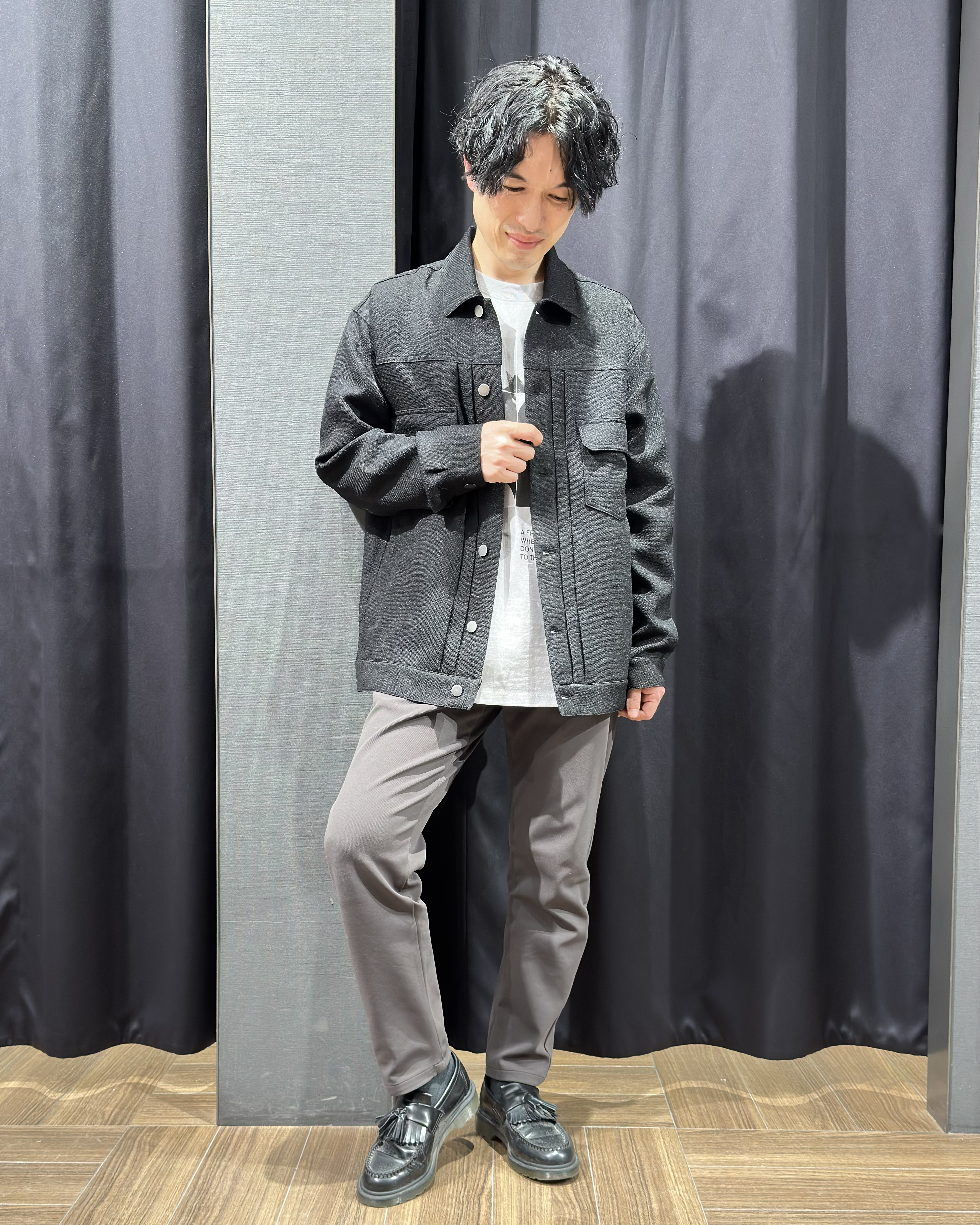 tomoyaさんの「THE SHOP TK｜パナマメッシュ シャツブルゾン 洗濯機OK／セットアップ可」を使ったコーディネート