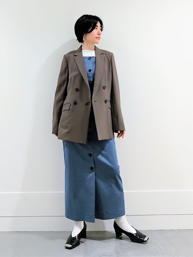 ミズタさんの「UNTITLED｜【新色追加/セットアップ可】エアリー ダブルブレストジャケット」を使ったコーディネート