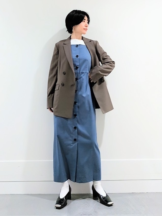 ミズタさんの「UNTITLED｜【新色追加/セットアップ可】エアリー ダブルブレストジャケット」を使ったコーディネート