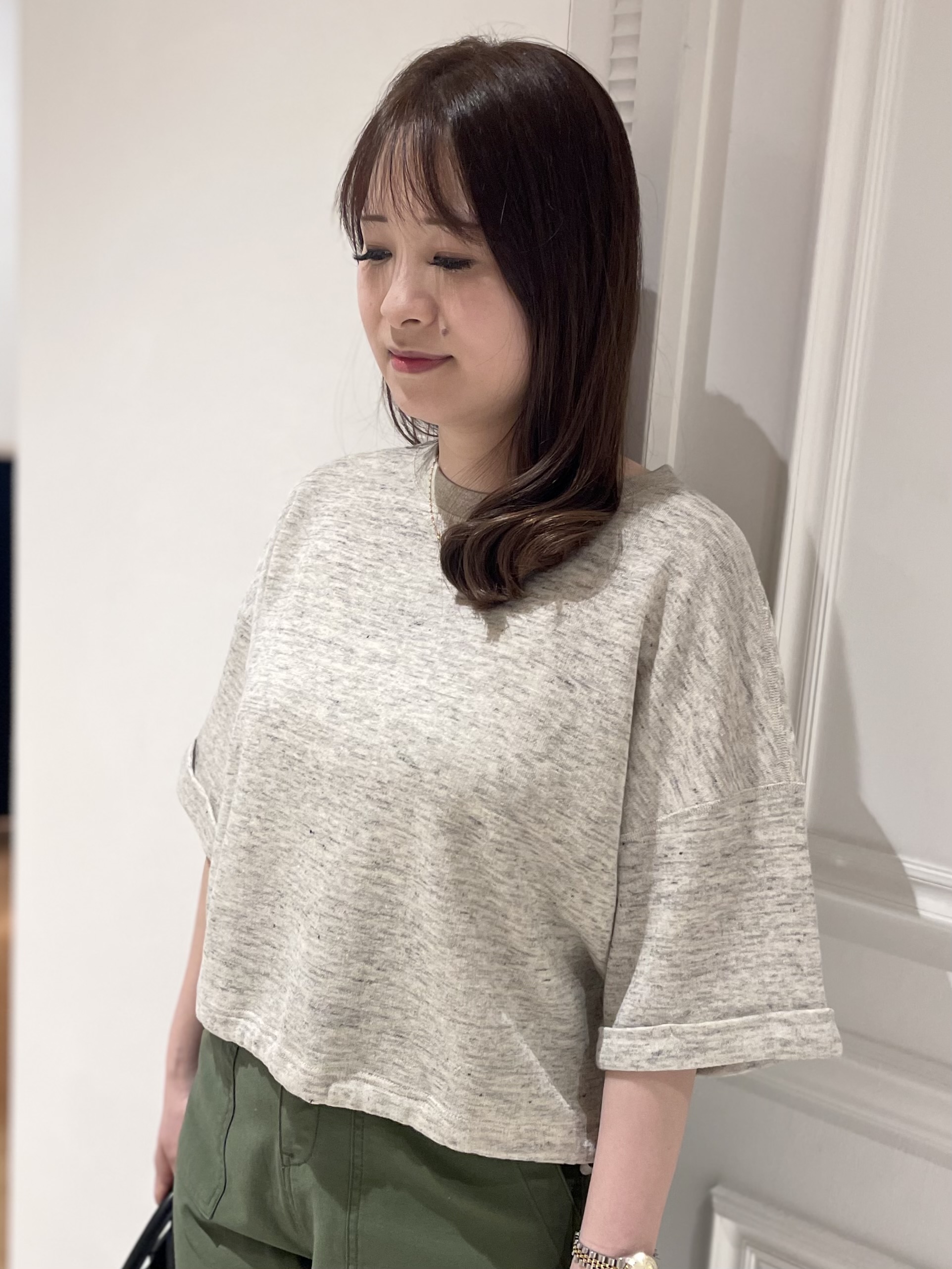 minowaさんの「DRESSTERIOR｜【ウォッシャブル/セットアップ可】リネン混裏毛ドロストプルオーバー」を使ったコーディネート