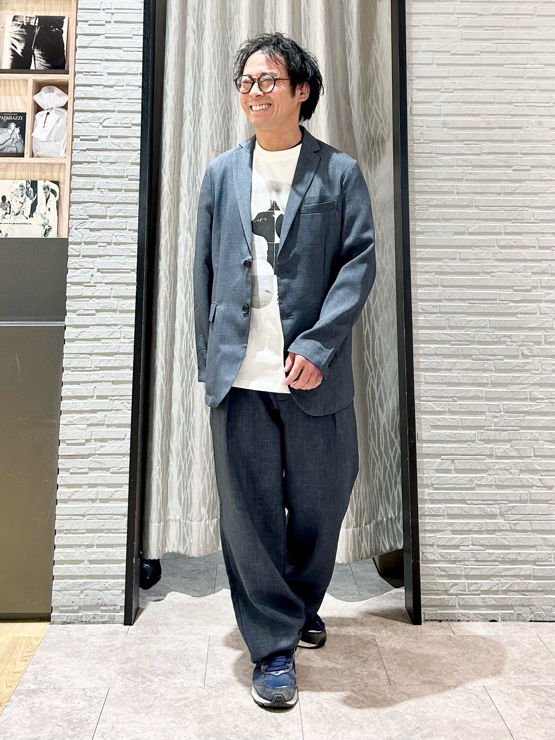 KENJI Iさんの「THE SHOP TK｜【LINO FINE】リネンライク テーラードジャケット 吸水速乾/イージーケア/UVカット/洗濯機」を使ったコーディネート