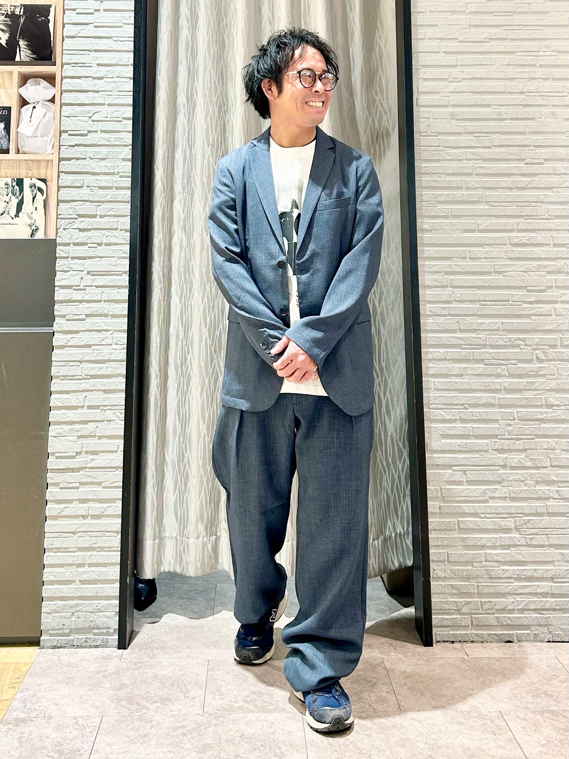 KENJI Iさんの「THE SHOP TK｜【LINO FINE】リネンライク テーラードジャケット 吸水速乾/イージーケア/UVカット/洗濯機」を使ったコーディネート