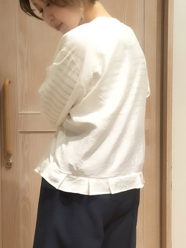 YUKIさんの「SHOO･LA･RUE｜【毎日洗える/S-LL/ひんやり/UV】上半身すっきり 二の腕見せない5分袖ニット」を使ったコーディネート
