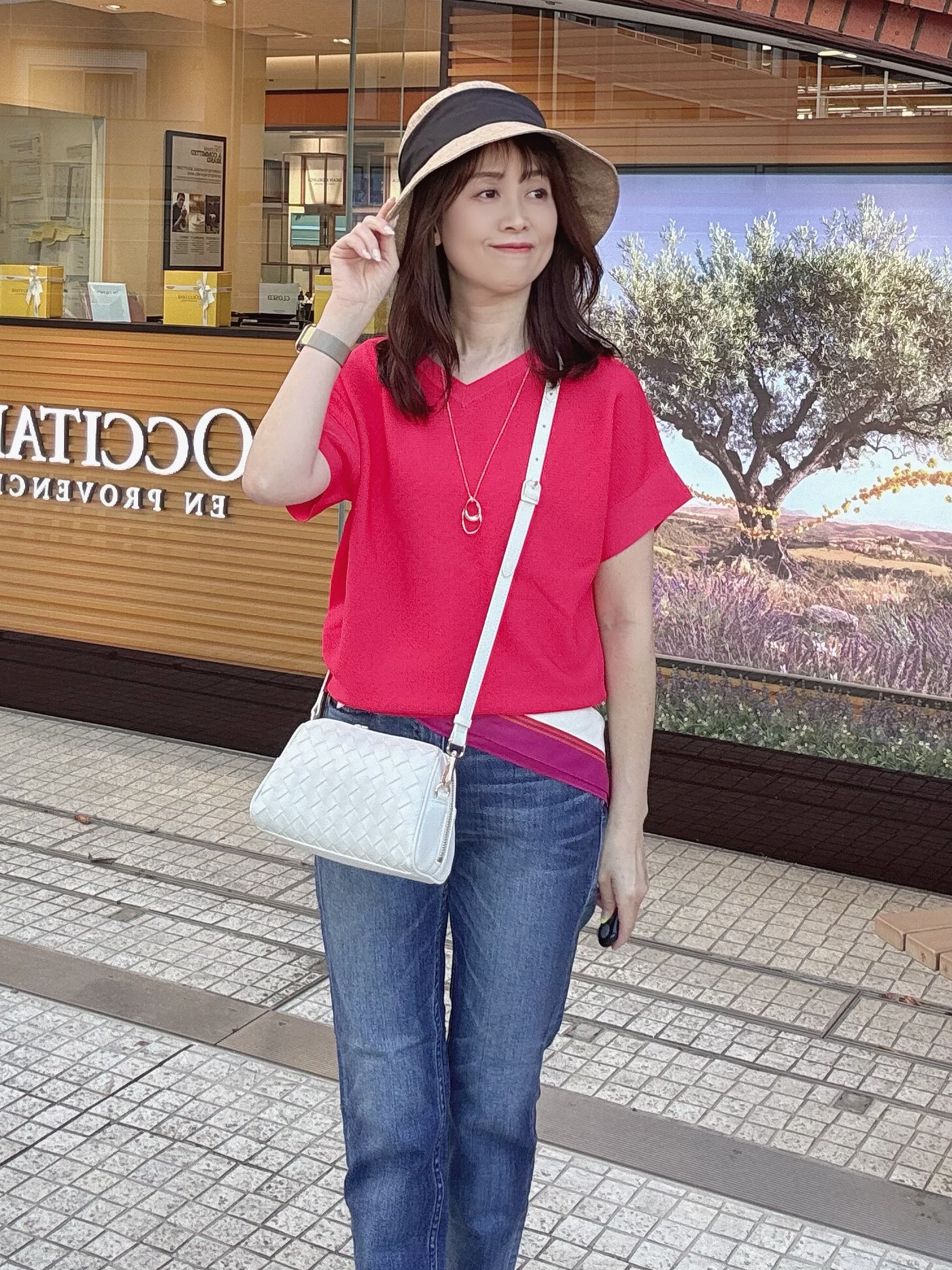 makiさんの「UNTITLED｜【11色展開/体型カバー】前後2WAYフレンチスリーブニット」を使ったコーディネート