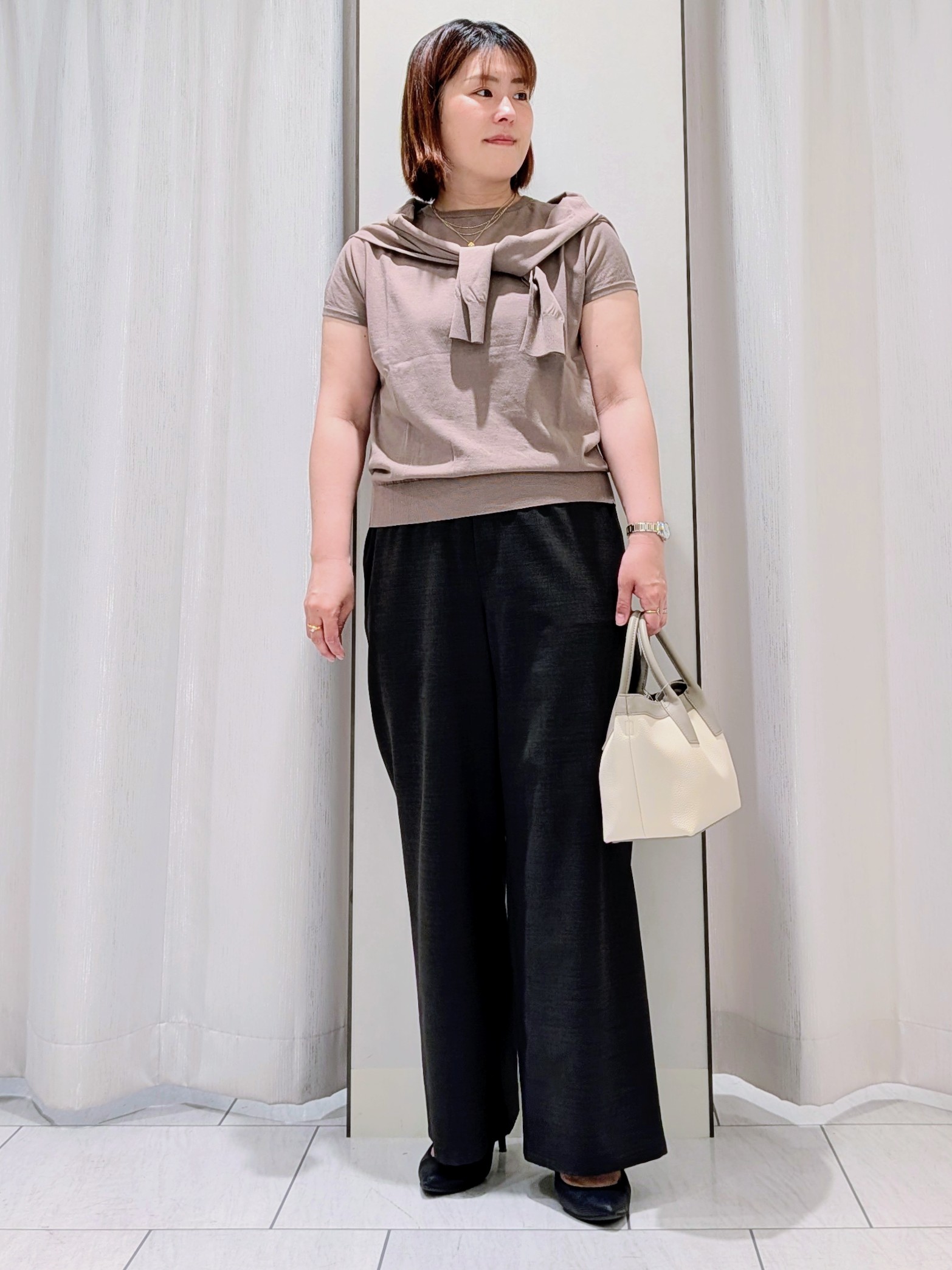 Onumaさんの「UNTITLED｜【9色展開/アンサンブル可】コットンクルーネックカーディガン」を使ったコーディネート