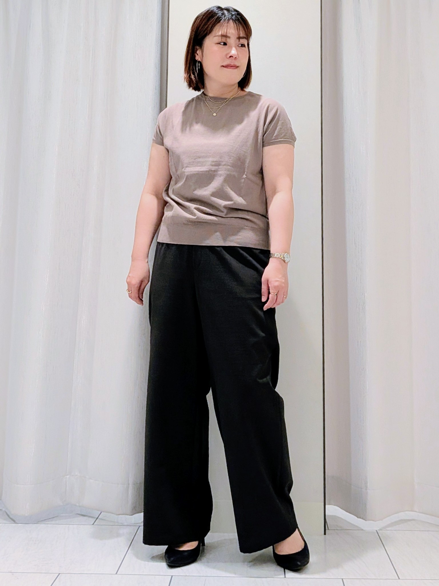 Onumaさんの「UNTITLED｜【9色展開/アンサンブル可】コットンクルーネックカーディガン」を使ったコーディネート