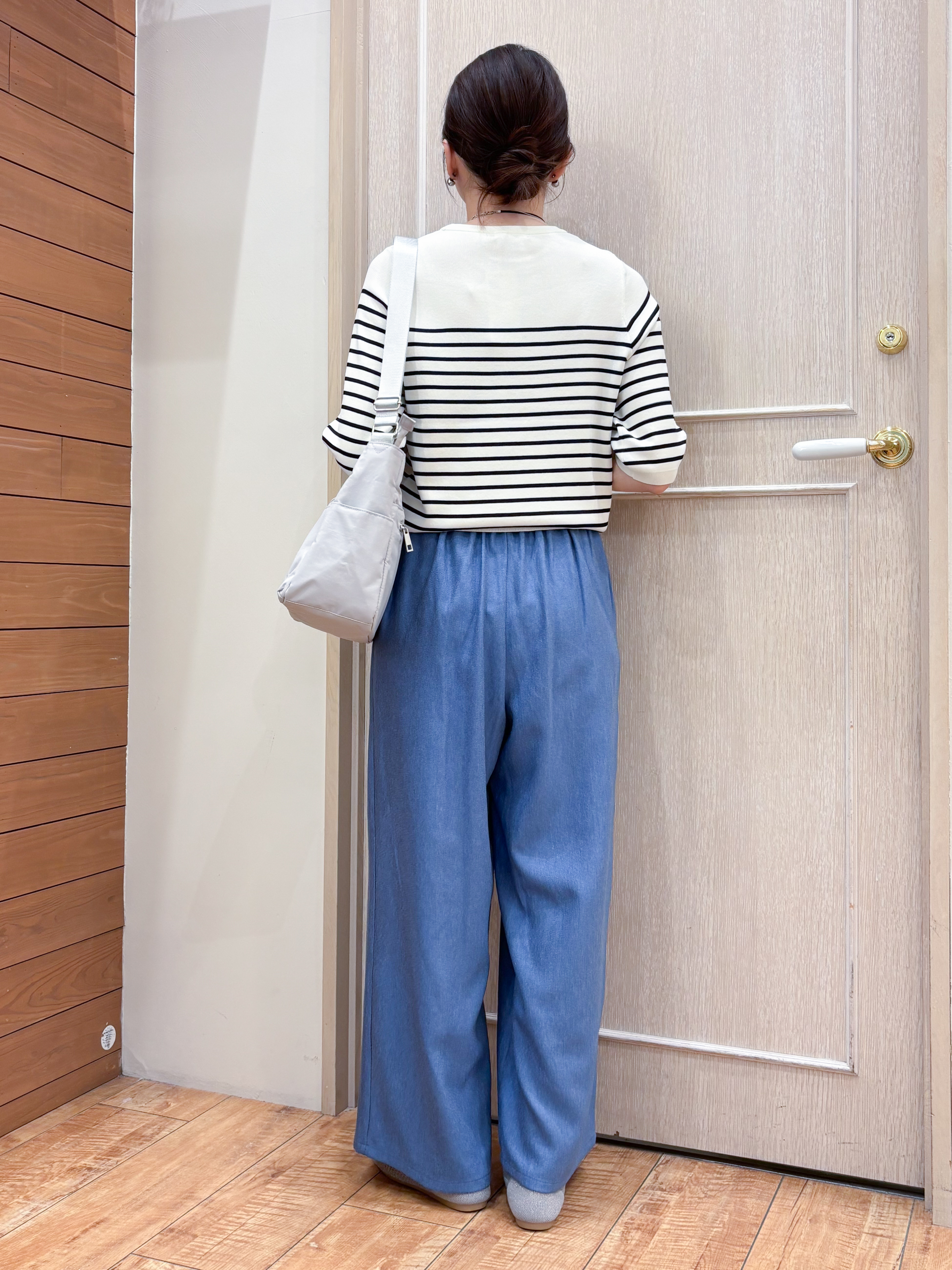 なみさんの「SHOO･LA･RUE｜【毎日洗える/S-LL/ひんやり/UV】上半身すっきり 二の腕見せない5分袖ニット」を使ったコーディネート