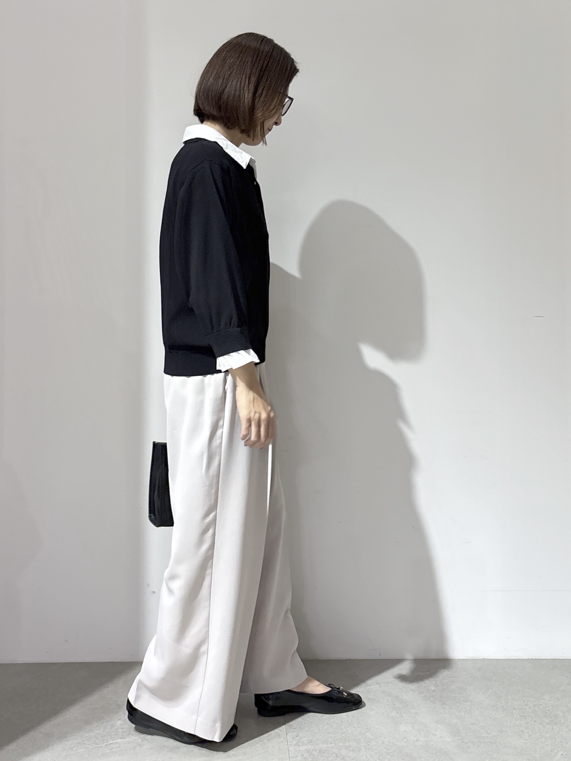 NAKAさんの「OPAQUE.CLIP｜シャツレイヤード風ポロニット【洗濯機OK】」を使ったコーディネート