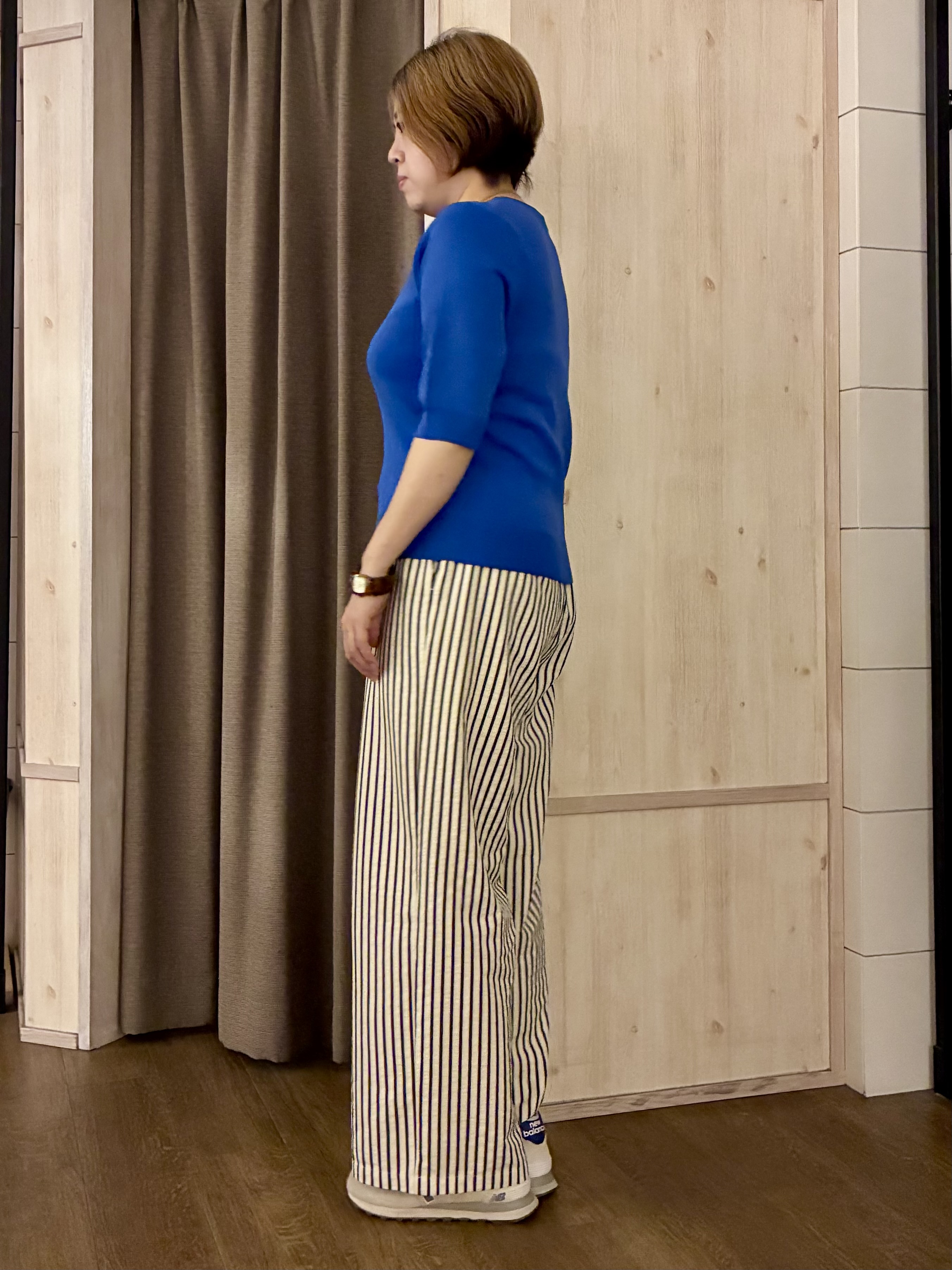 aiさんの「THE SHOP TK｜【S-XL/ひんやりタッチ】美しさ際立つ 6分袖ニット 洗濯機OK/UVケア/毛玉になりにくい」を使ったコーディネート