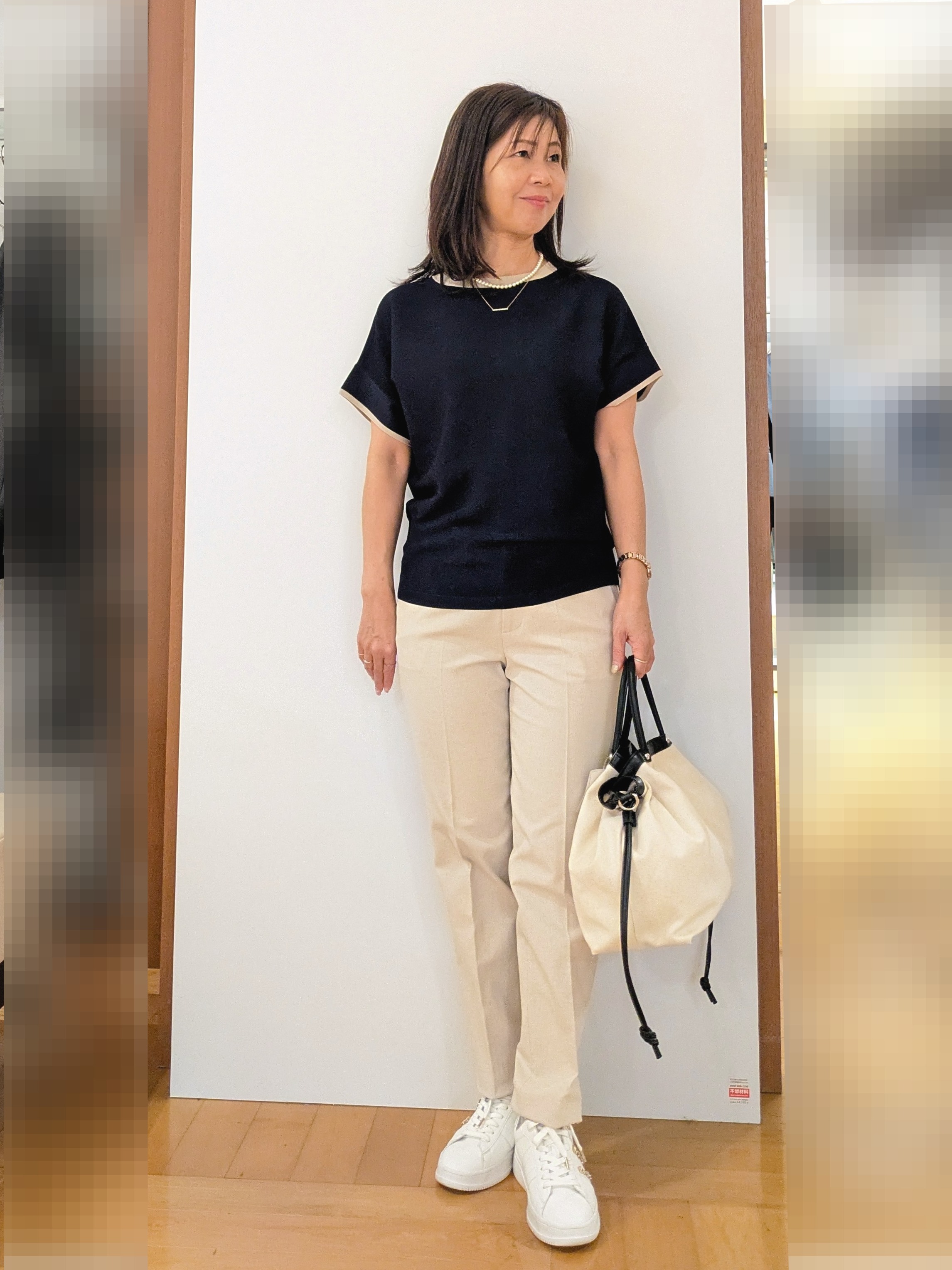 laverさんの「UNTITLED｜【11色展開/体型カバー】前後2WAYフレンチスリーブニット」を使ったコーディネート