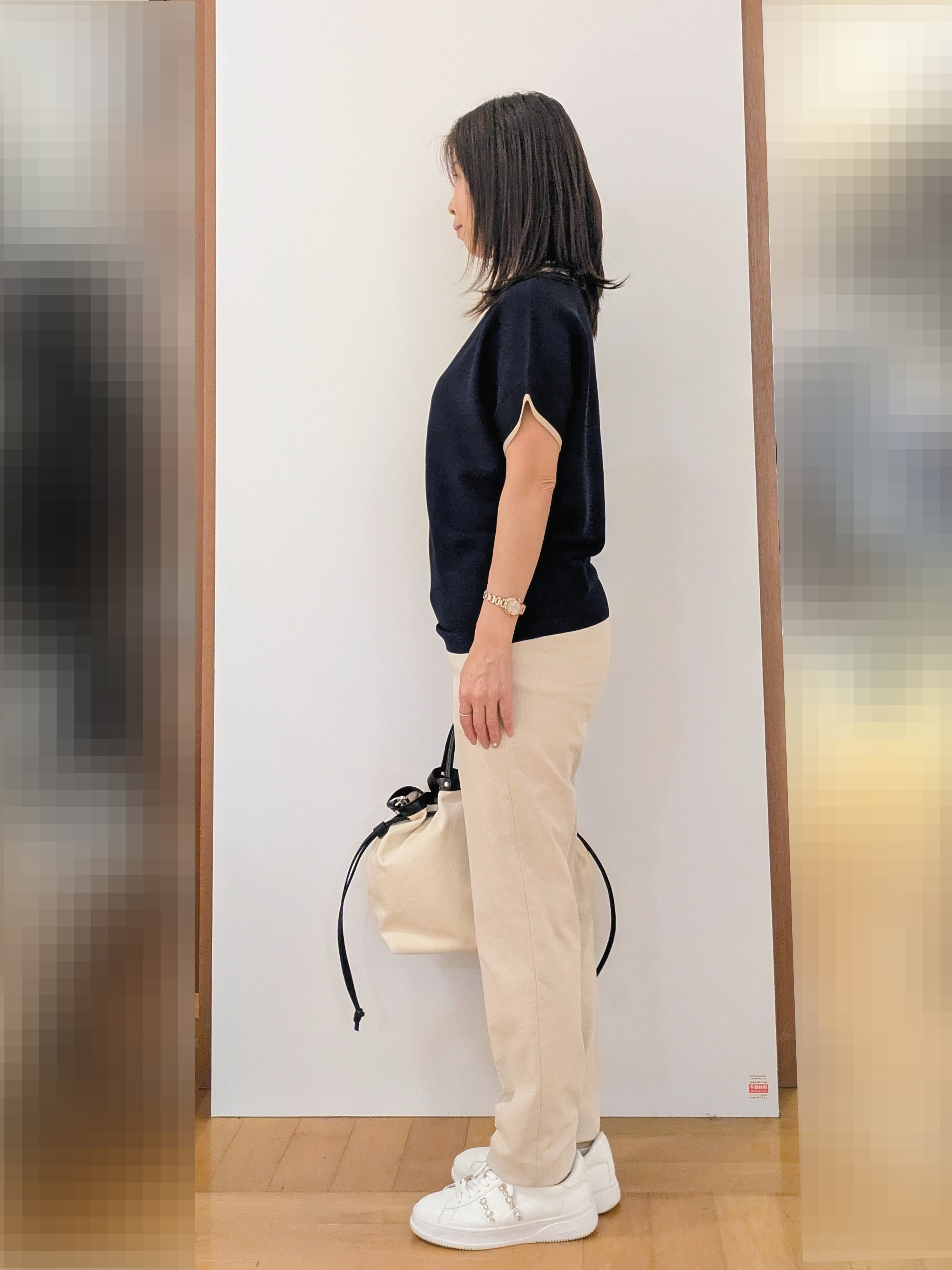 laverさんの「UNTITLED｜【11色展開/体型カバー】前後2WAYフレンチスリーブニット」を使ったコーディネート