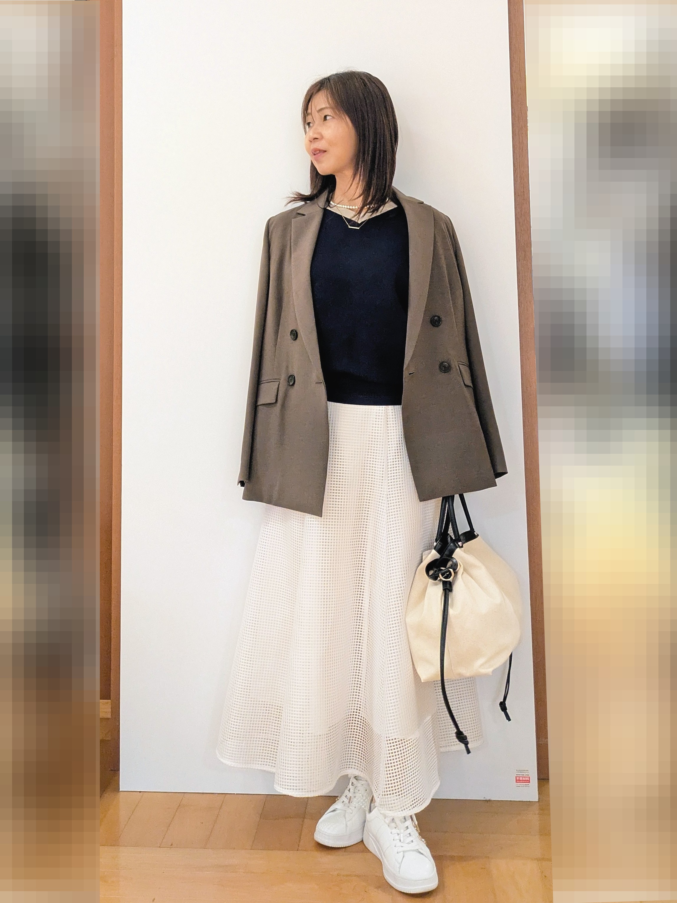 laverさんの「UNTITLED｜【11色展開/体型カバー】前後2WAYフレンチスリーブニット」を使ったコーディネート