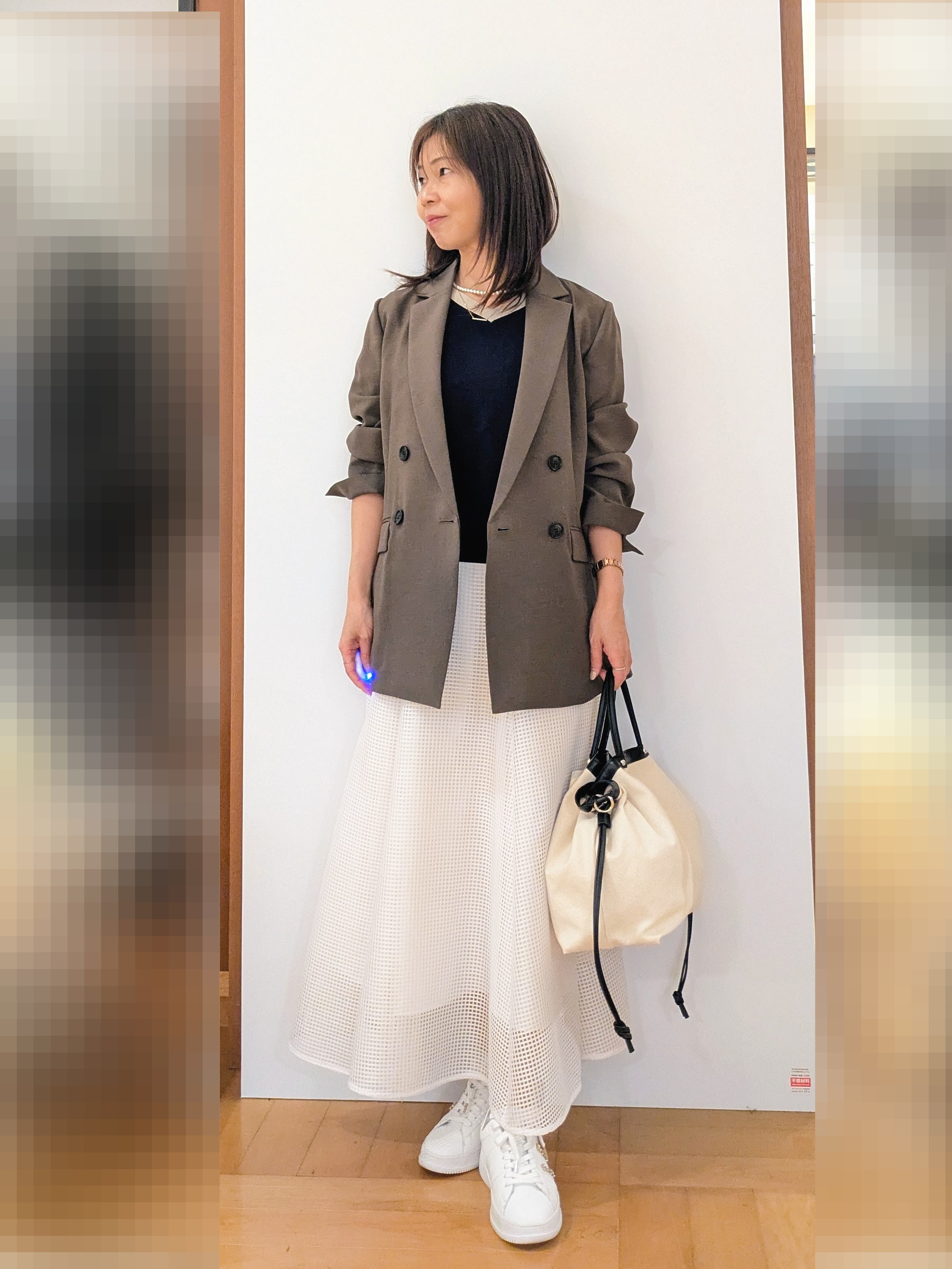 laverさんの「UNTITLED｜【11色展開/体型カバー】前後2WAYフレンチスリーブニット」を使ったコーディネート