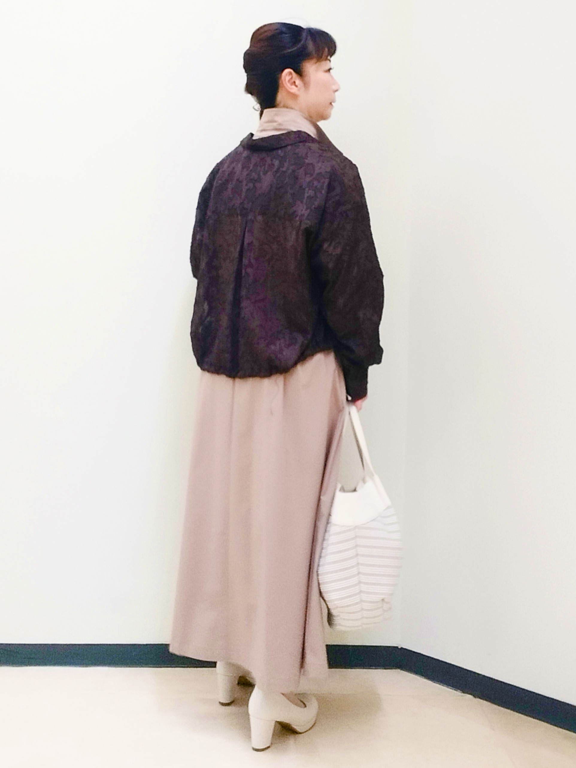 花さんの「Reflect｜【選べる2柄／セットアップ可】シャツ衿シアーブラウス」を使ったコーディネート