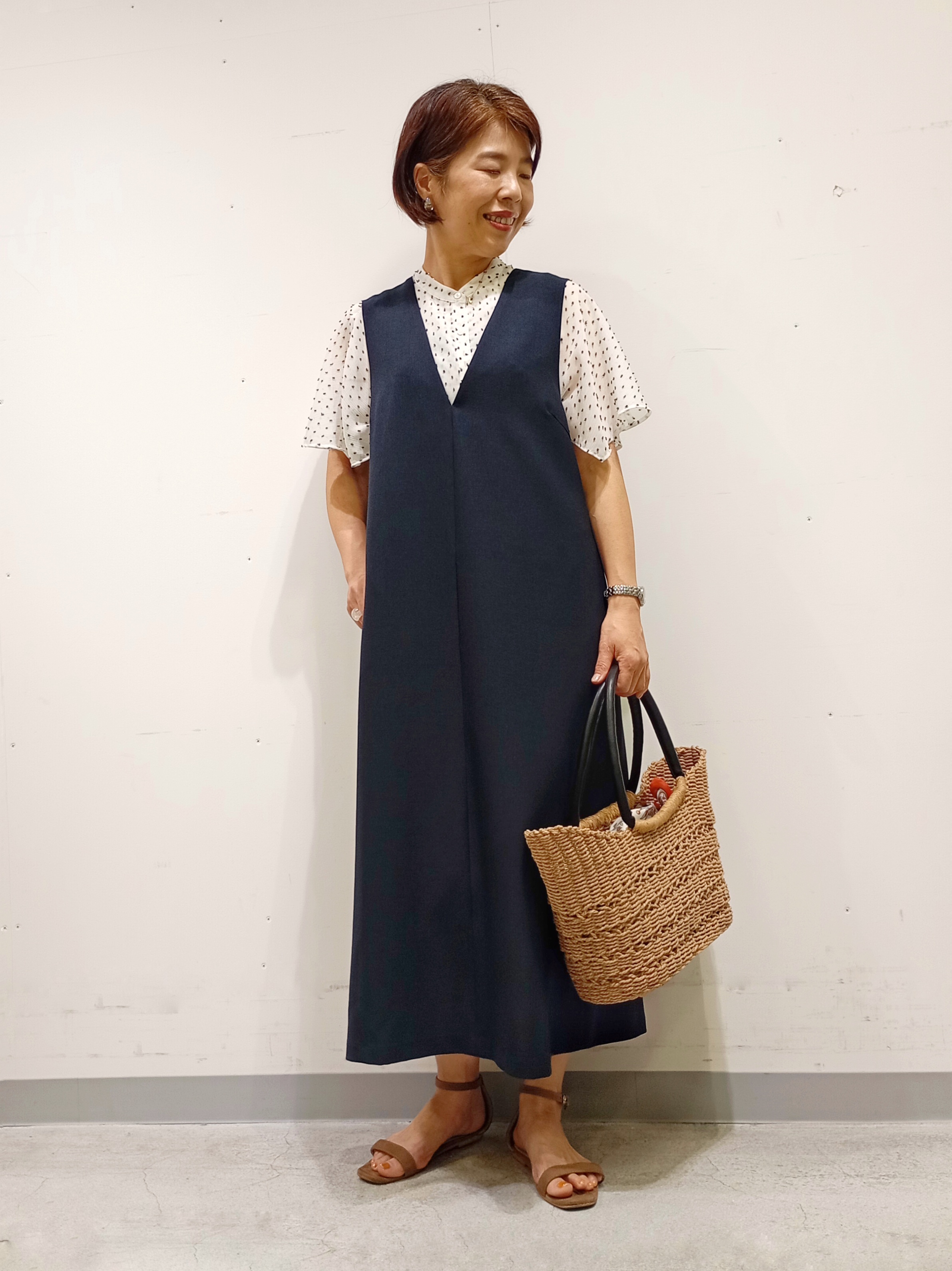 Kさんの「INDIVI｜【洗える／ドットモチーフ】ケープスリーブブラウス」を使ったコーディネート