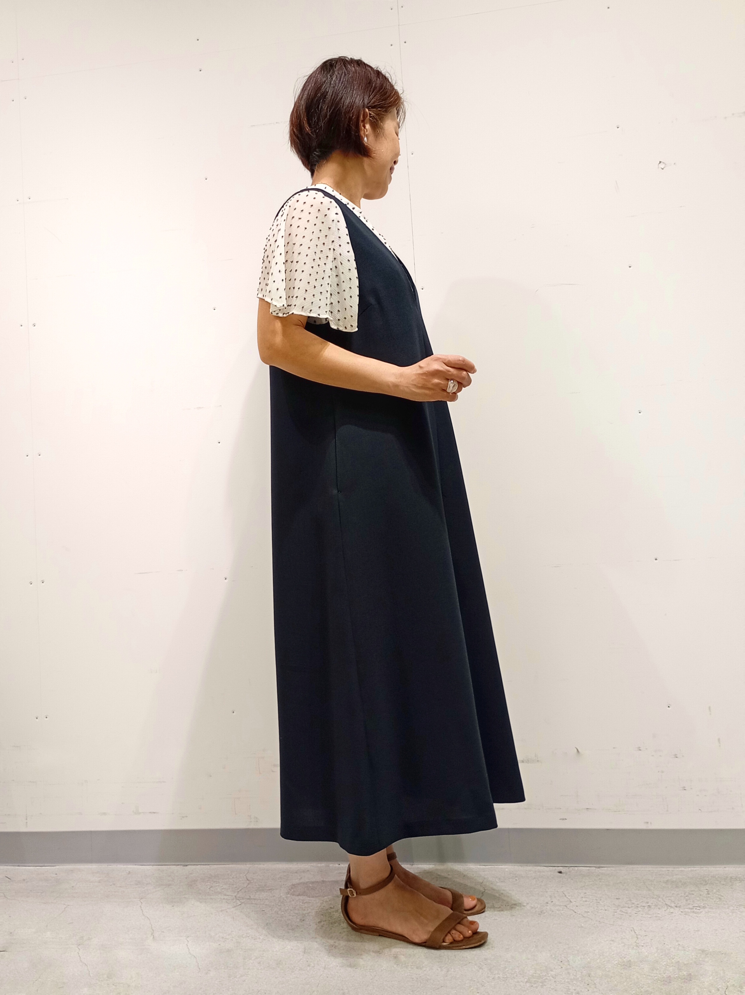 Kさんの「INDIVI｜【洗える／SETUP可能／UVケア】ウール調ジャンパードレス」を使ったコーディネート