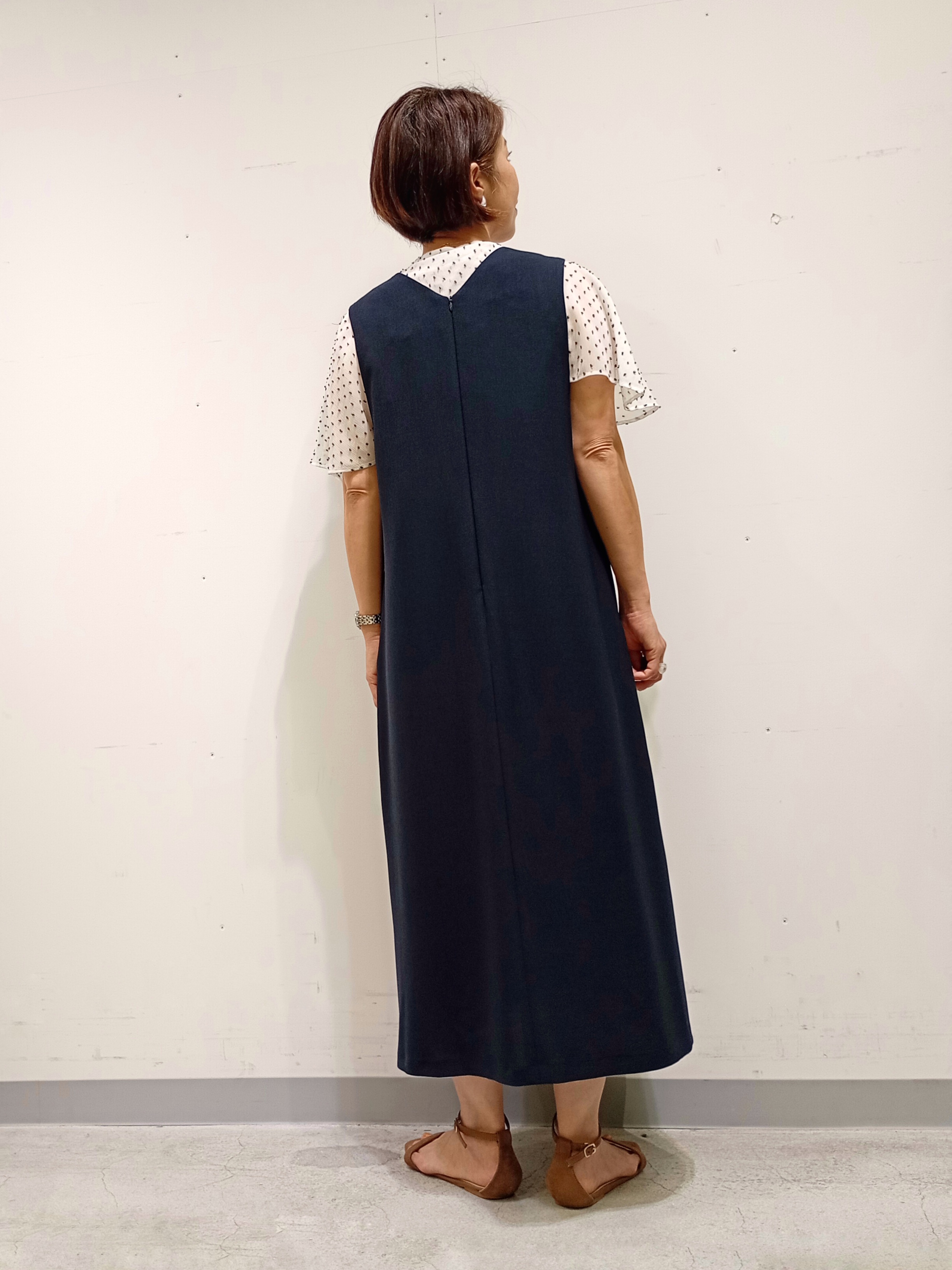 Kさんの「INDIVI｜【洗える／SETUP可能／UVケア】ウール調ジャンパードレス」を使ったコーディネート