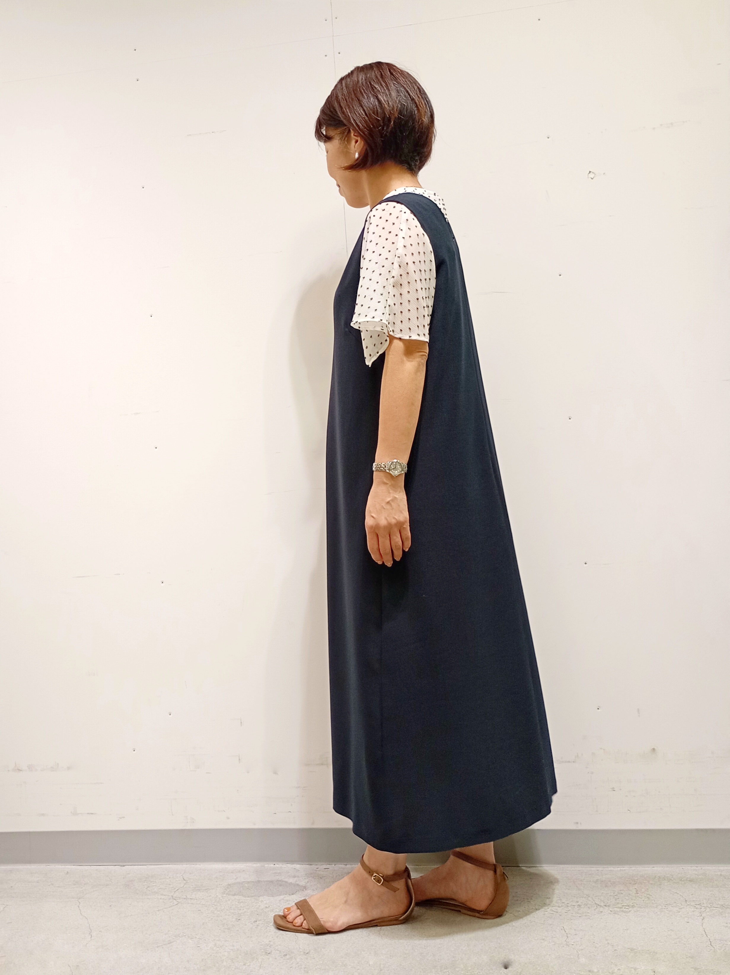 Kさんの「INDIVI｜【洗える／SETUP可能／UVケア】ウール調ジャンパードレス」を使ったコーディネート