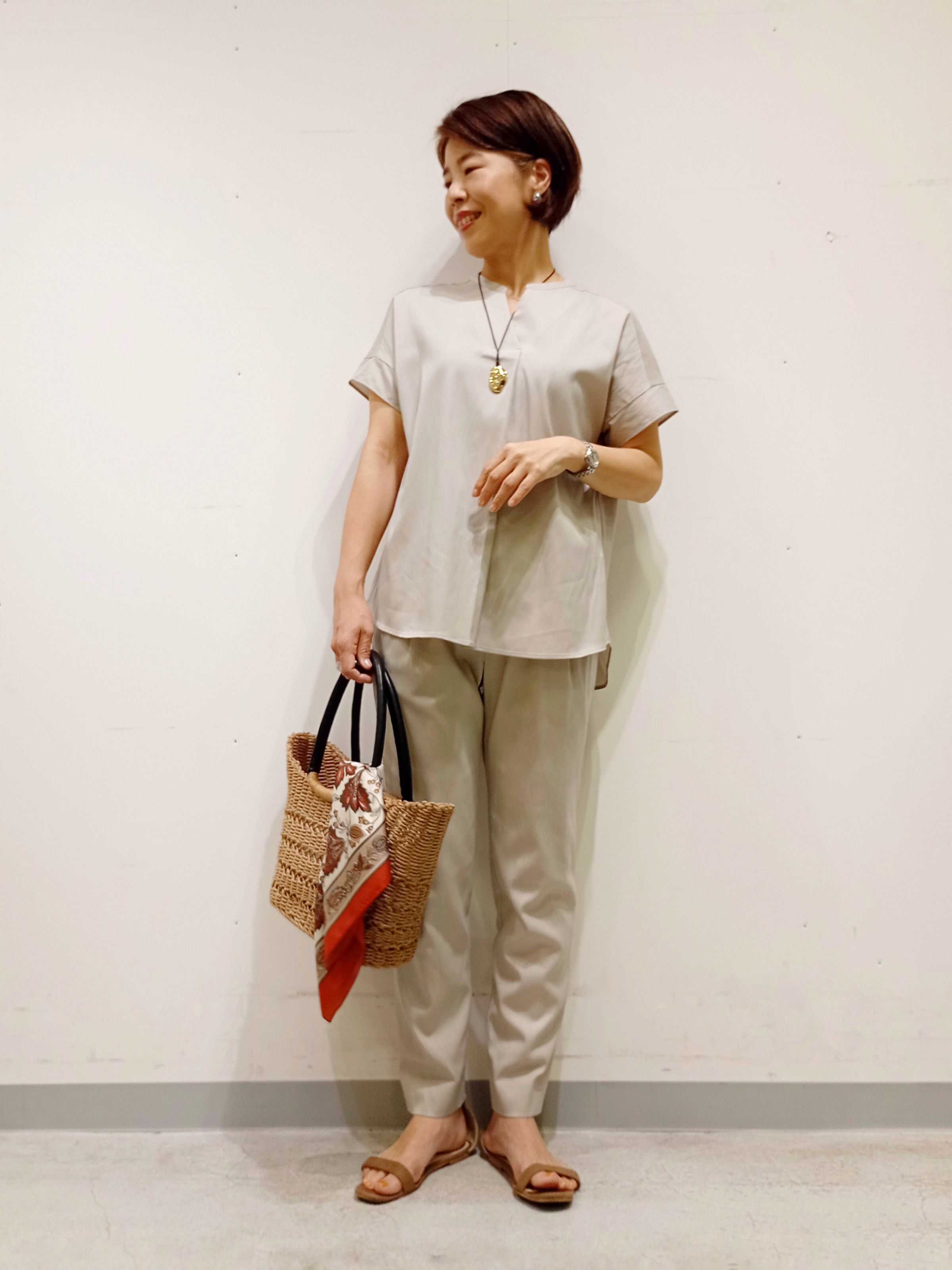 Kさんの「INDIVI｜【洗える／SETUP可能】スキッパーブラウス」を使ったコーディネート